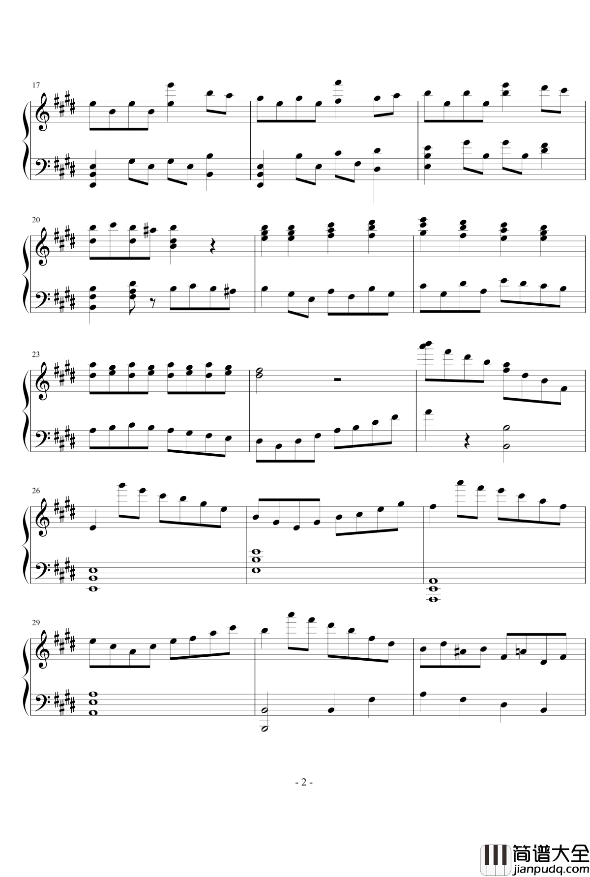 E大调第八练习曲钢琴谱_PARROT186