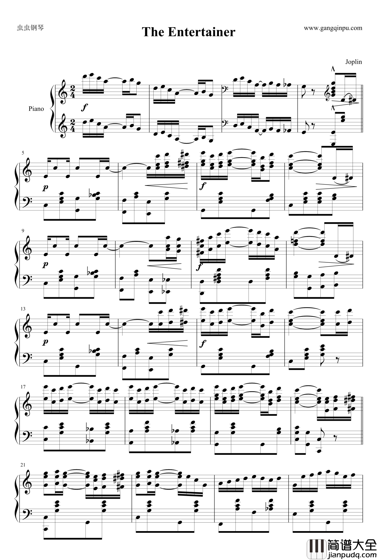 娱乐家钢琴谱_拉格泰姆_Scott_Joplin