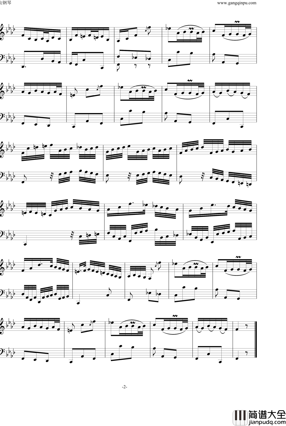 BWV823_No.1前奏曲钢琴谱_巴赫初级钢琴曲集最后一首_P.E.Bach