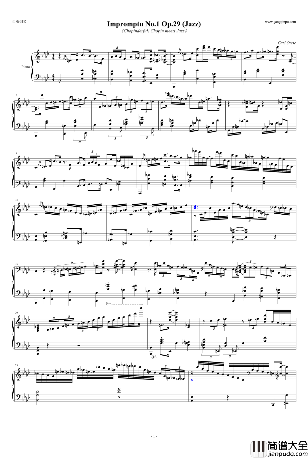Jazz_Chopin_Impromptu_Op.29钢琴谱_独奏_Carl_Orrje