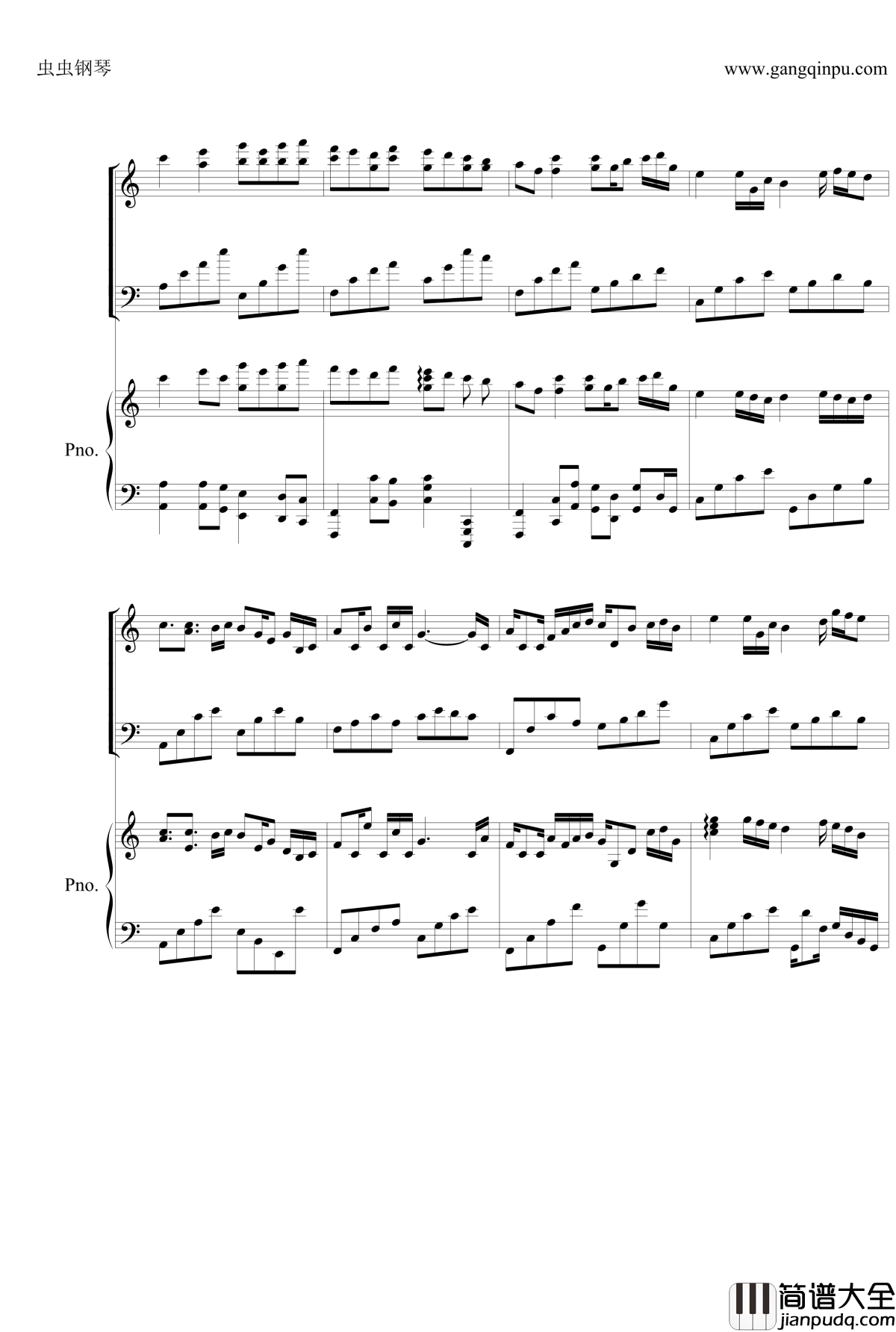 Canon双钢琴钢琴谱_仅供消遣_帕赫贝尔_Pachelbel