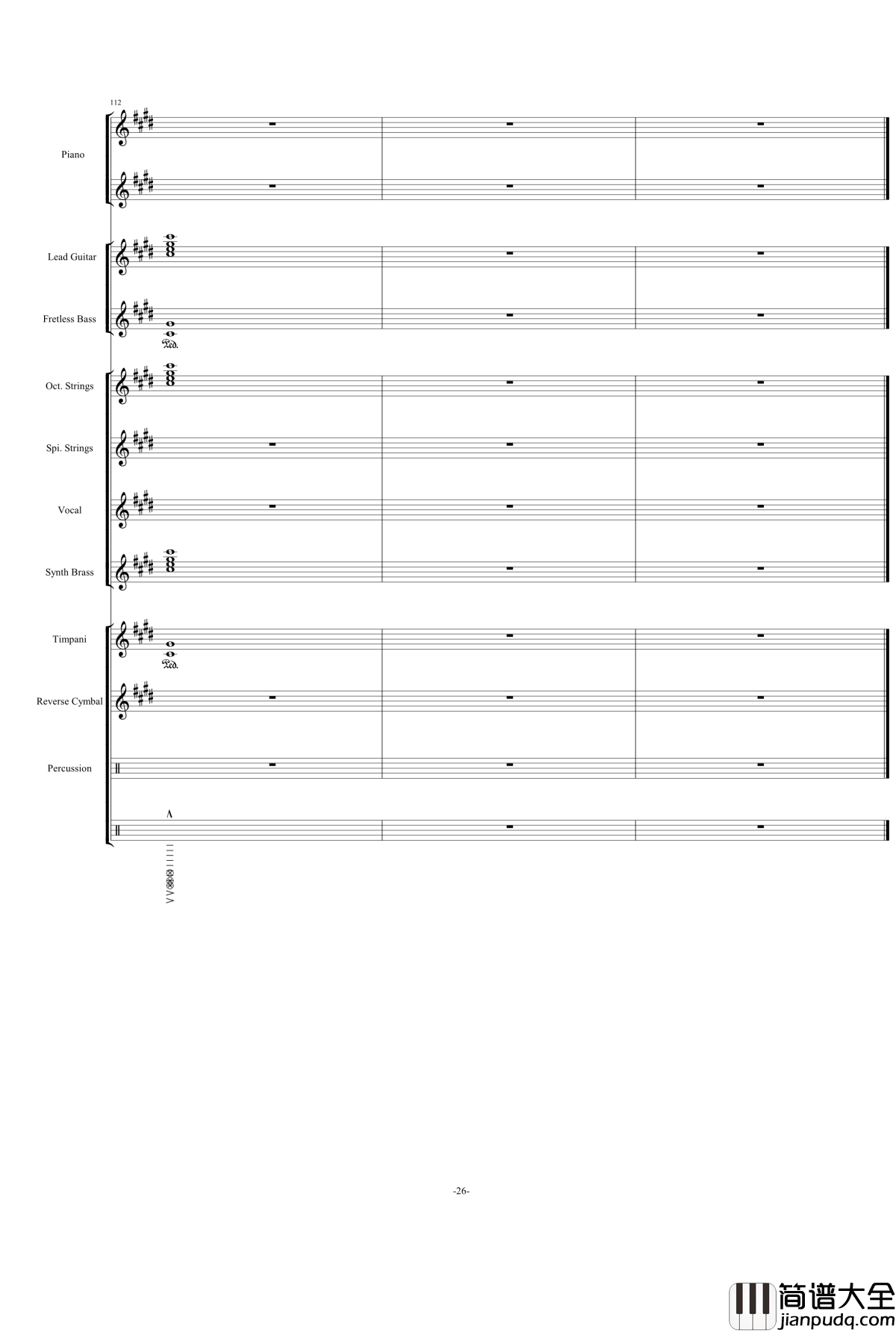 V3钢琴谱_劲乐团_完美震撼总谱