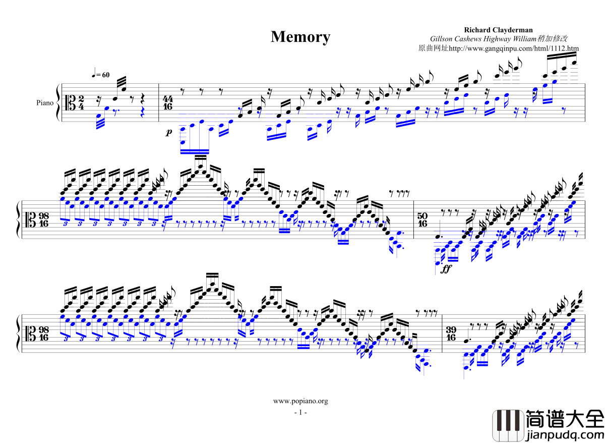 Memory钢琴谱_克莱德曼