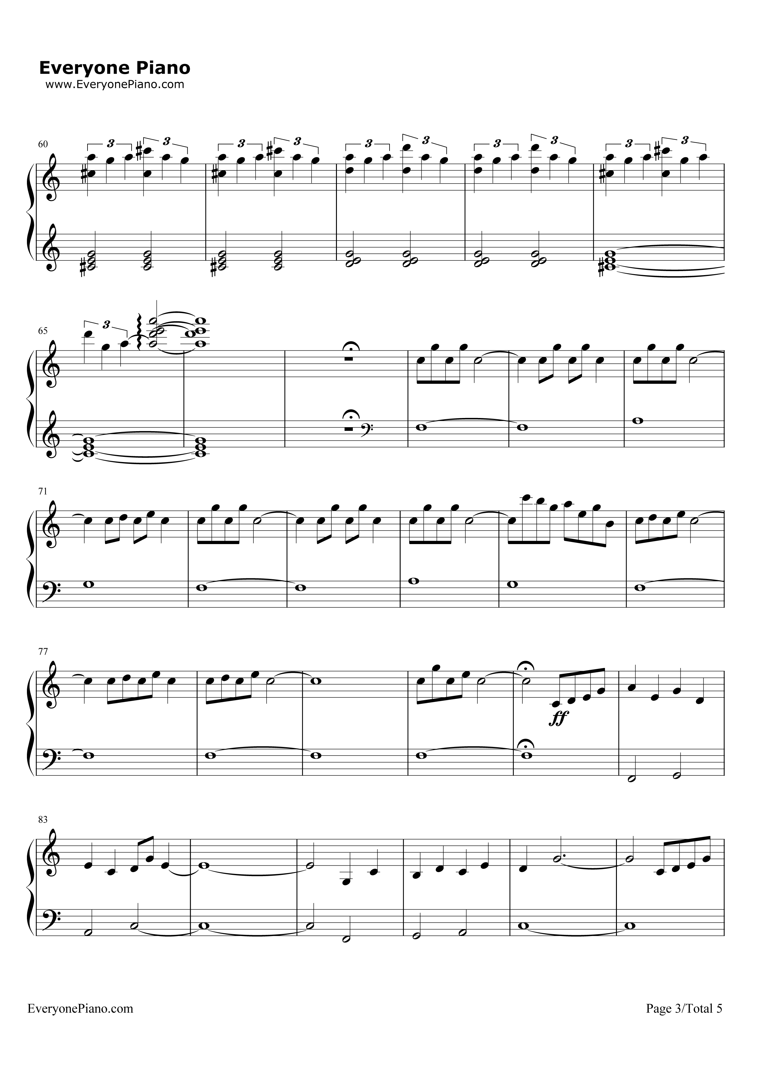 三葉のテーマ钢琴谱_RADWIMPS