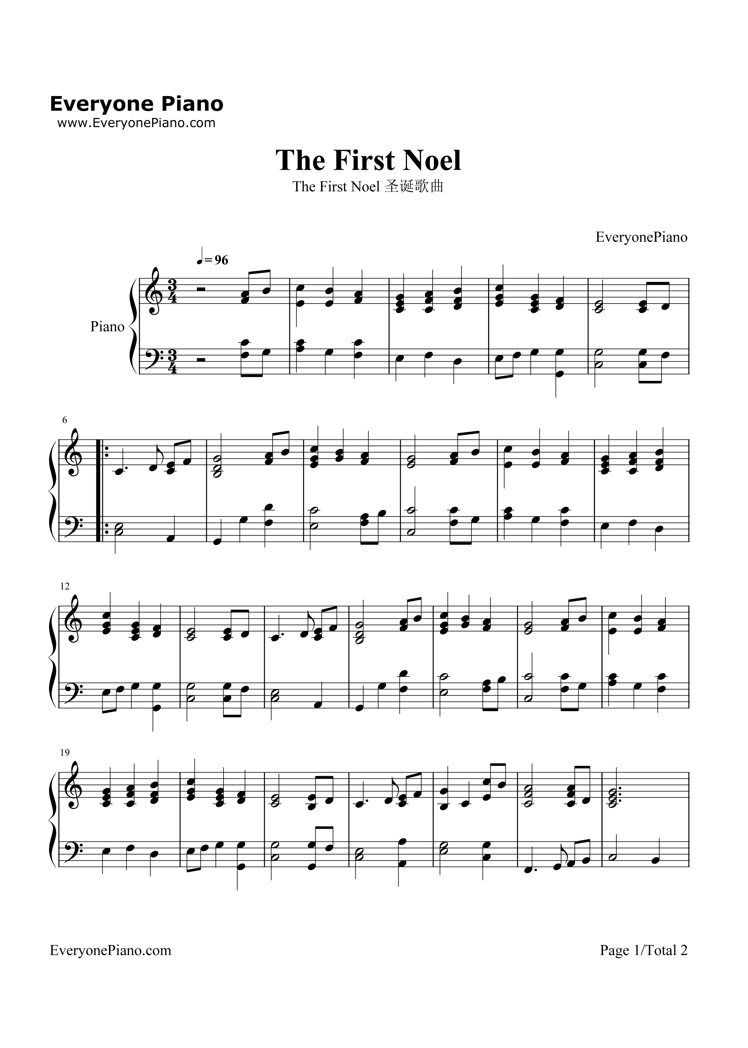 The_First_Noel钢琴谱_John_Stainer