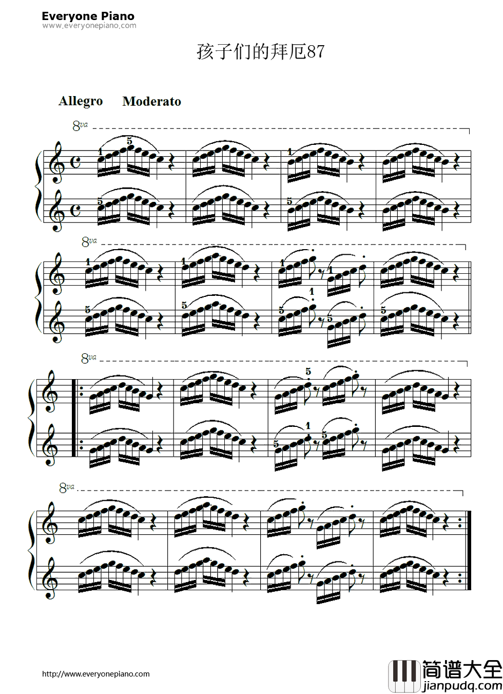 孩子们的拜厄87钢琴谱_拜厄