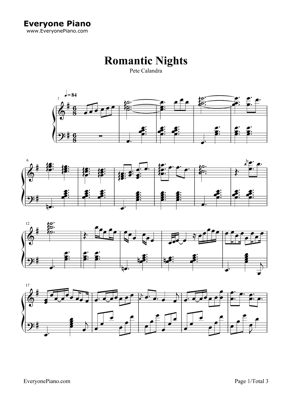 Romantic_Nights钢琴谱_Pete_Calandra