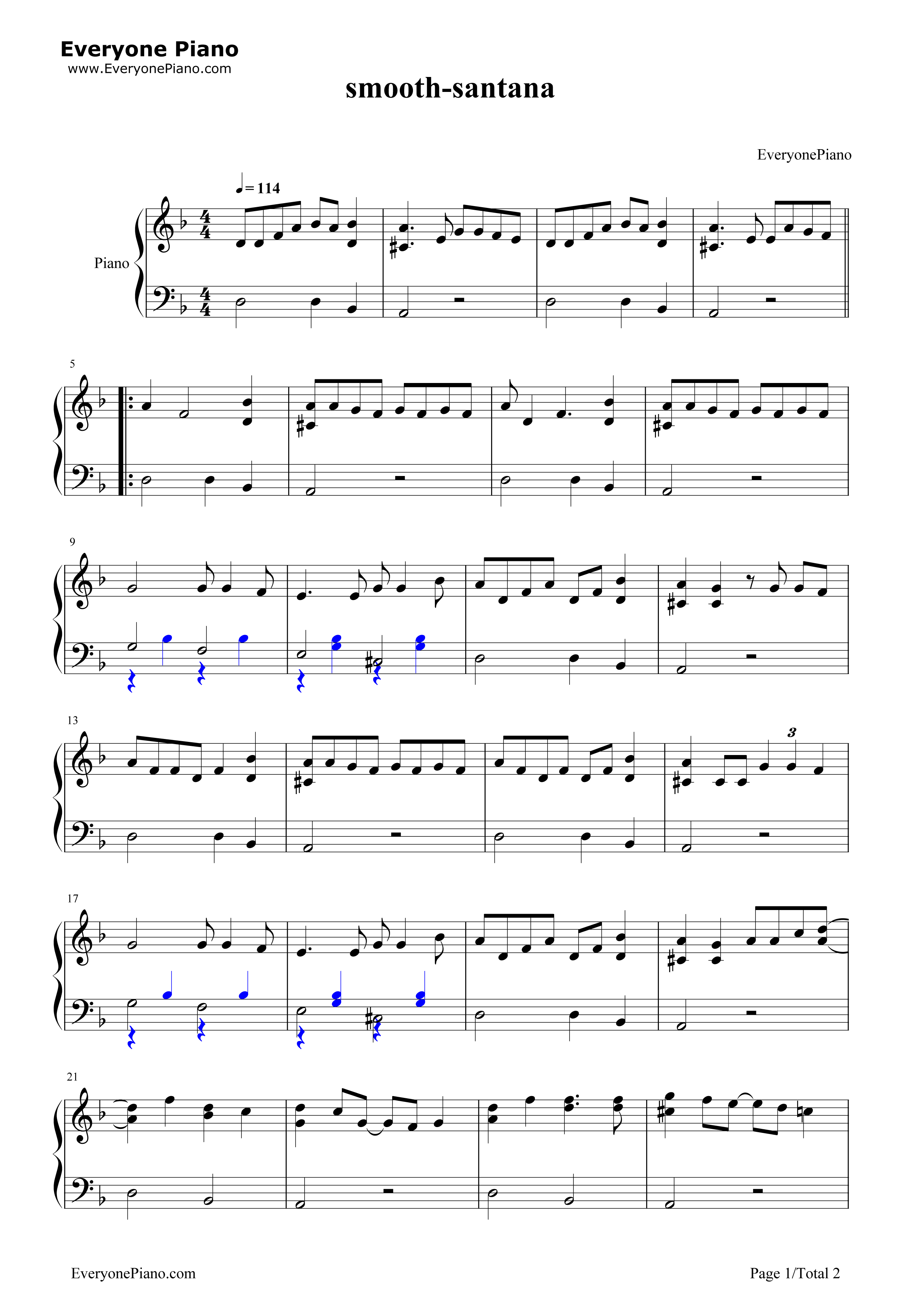 Smooth钢琴谱_Santana_&_Rob_Thomas