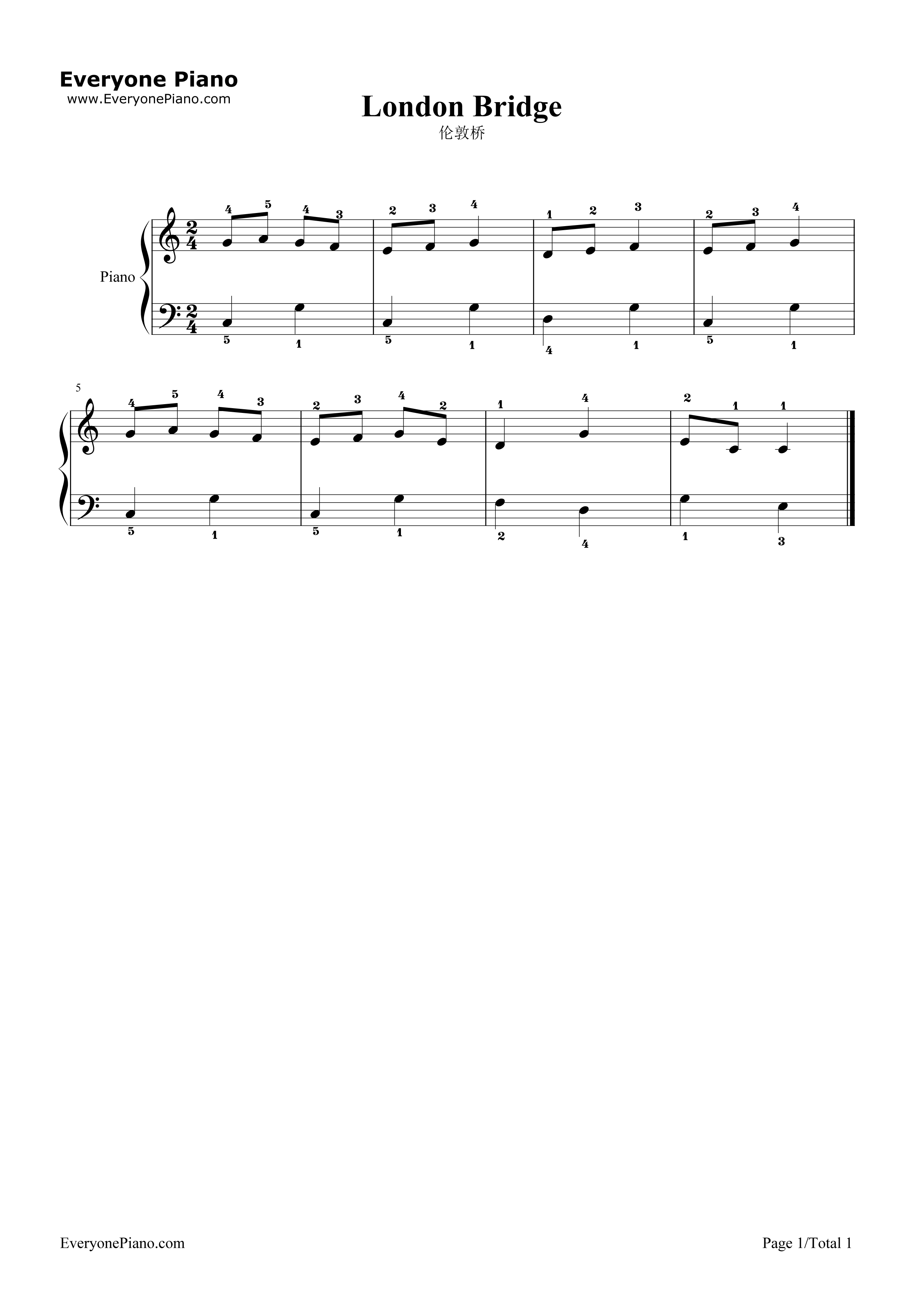 伦敦桥钢琴谱_未知