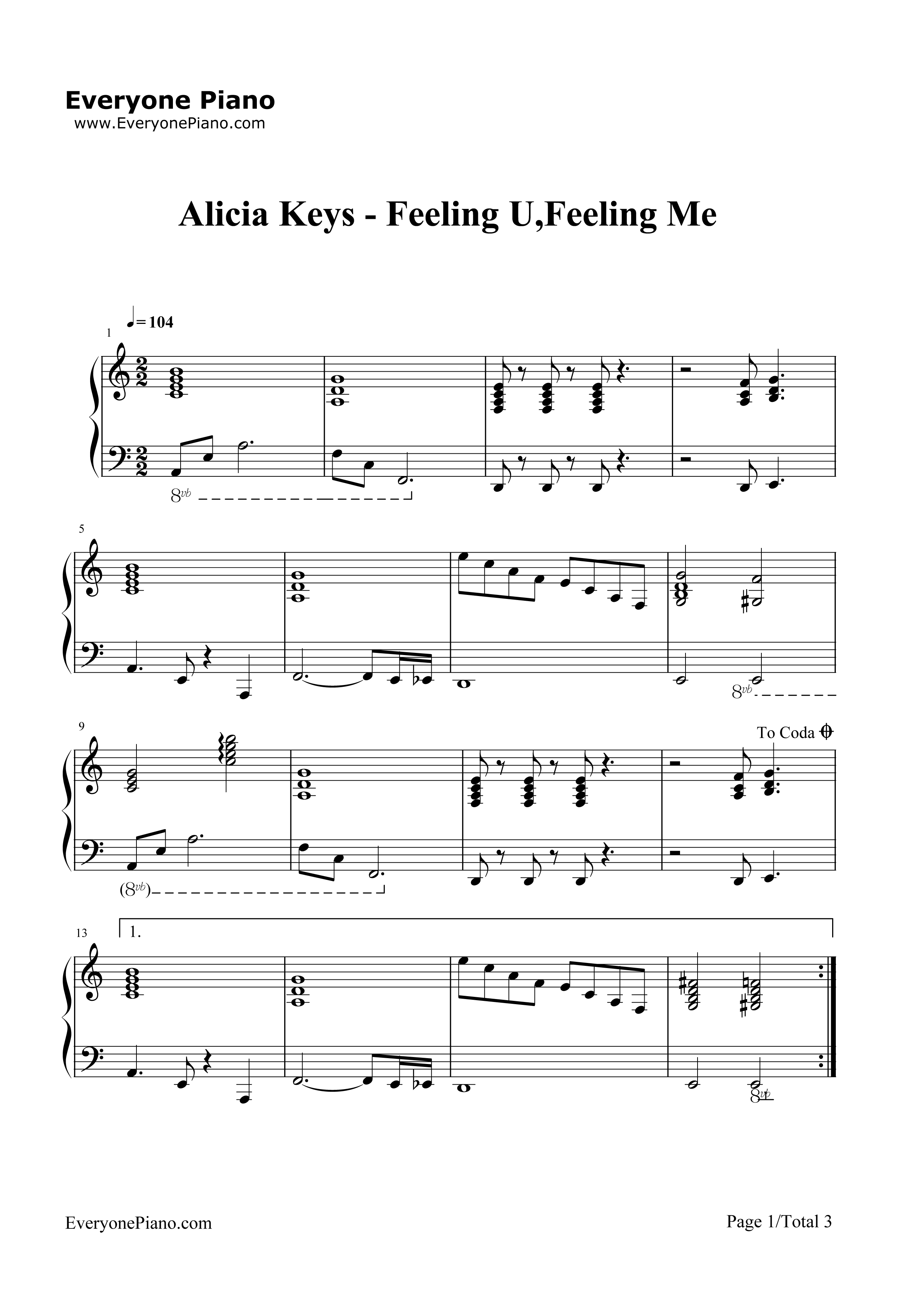 Feeling_U_Feeling_Me钢琴谱_Alicia_Keys