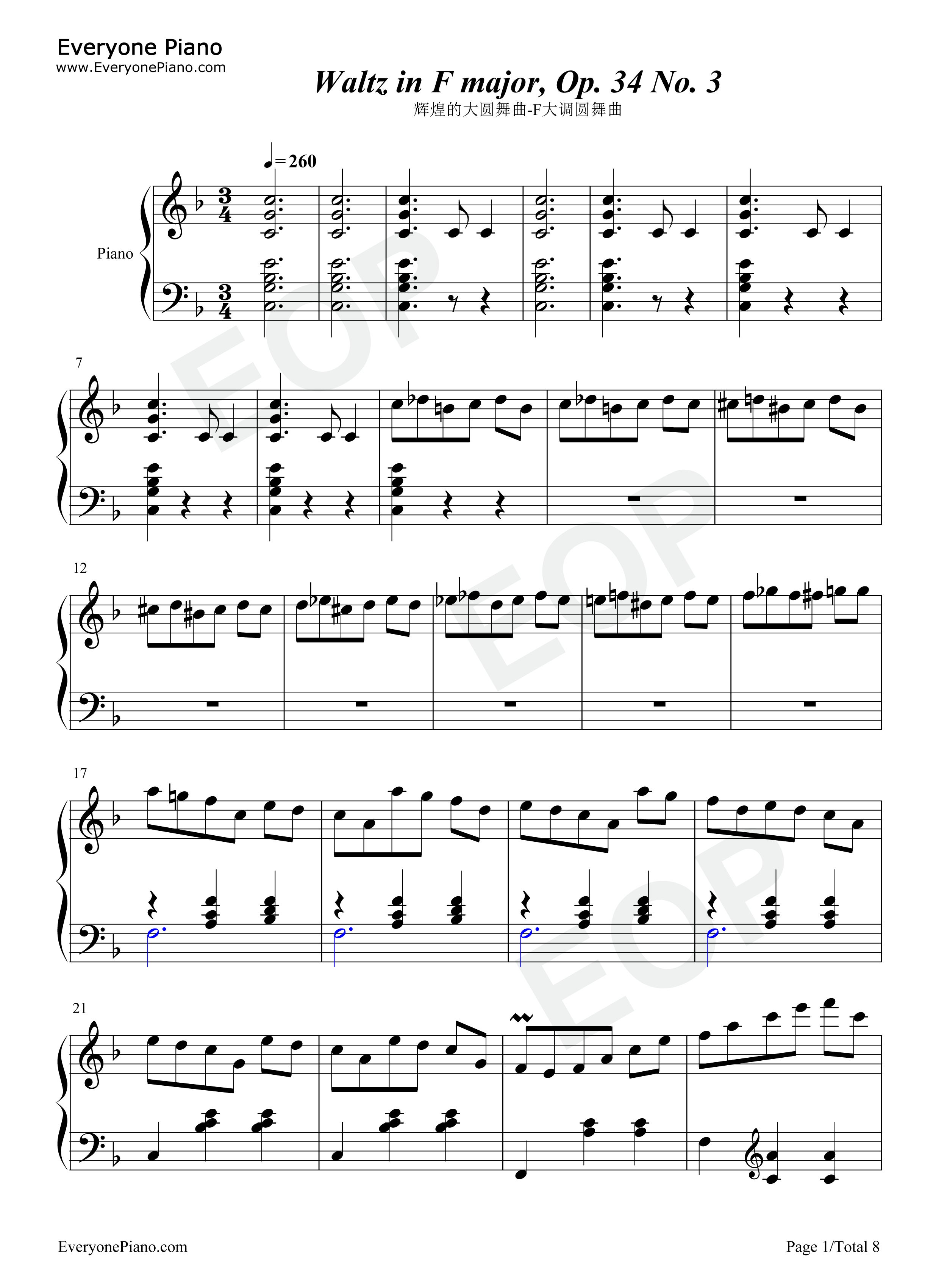 辉煌的大圆舞曲钢琴谱_肖邦