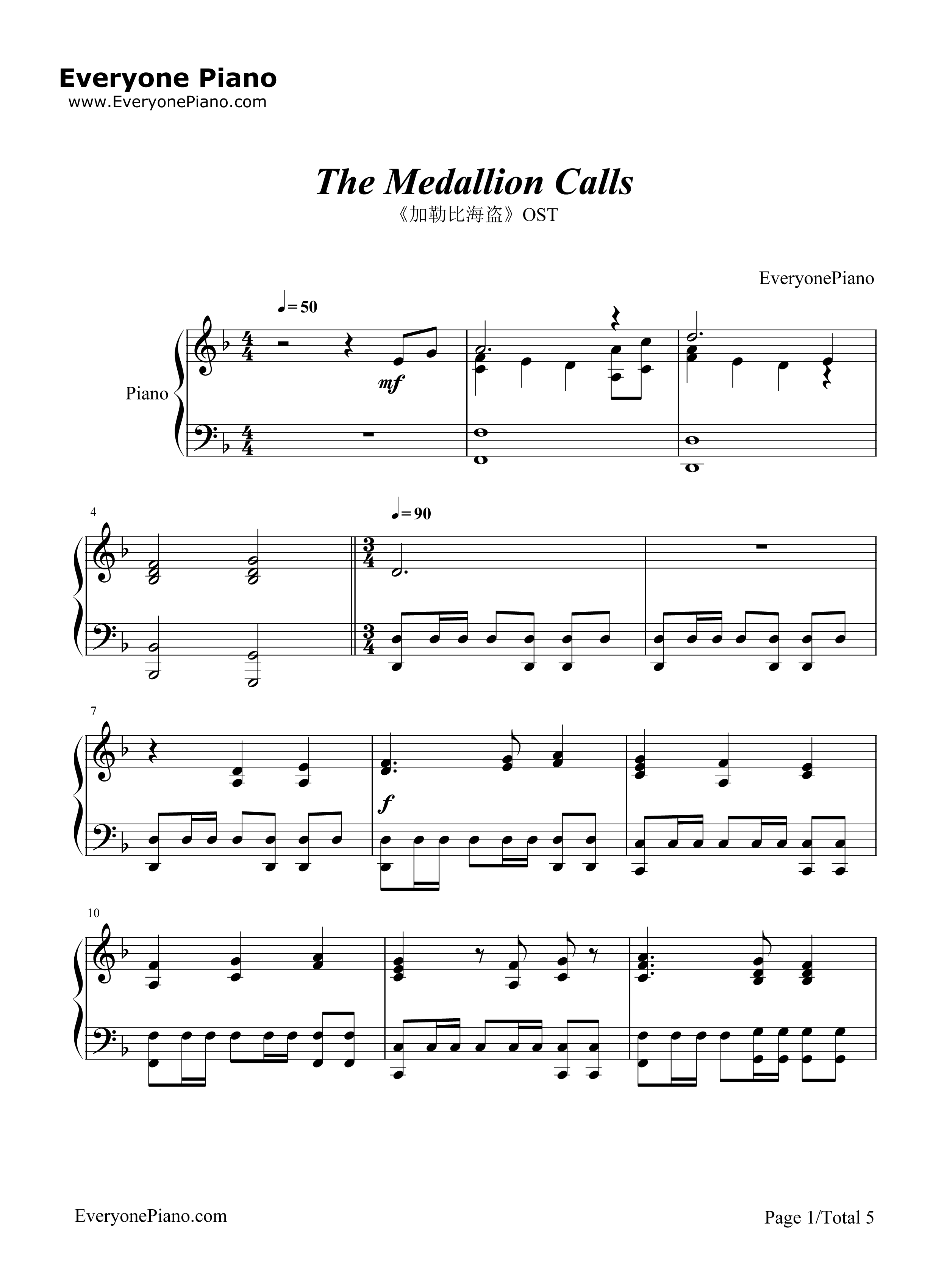 The_Medallion_Calls钢琴谱_Hans_Zimmer