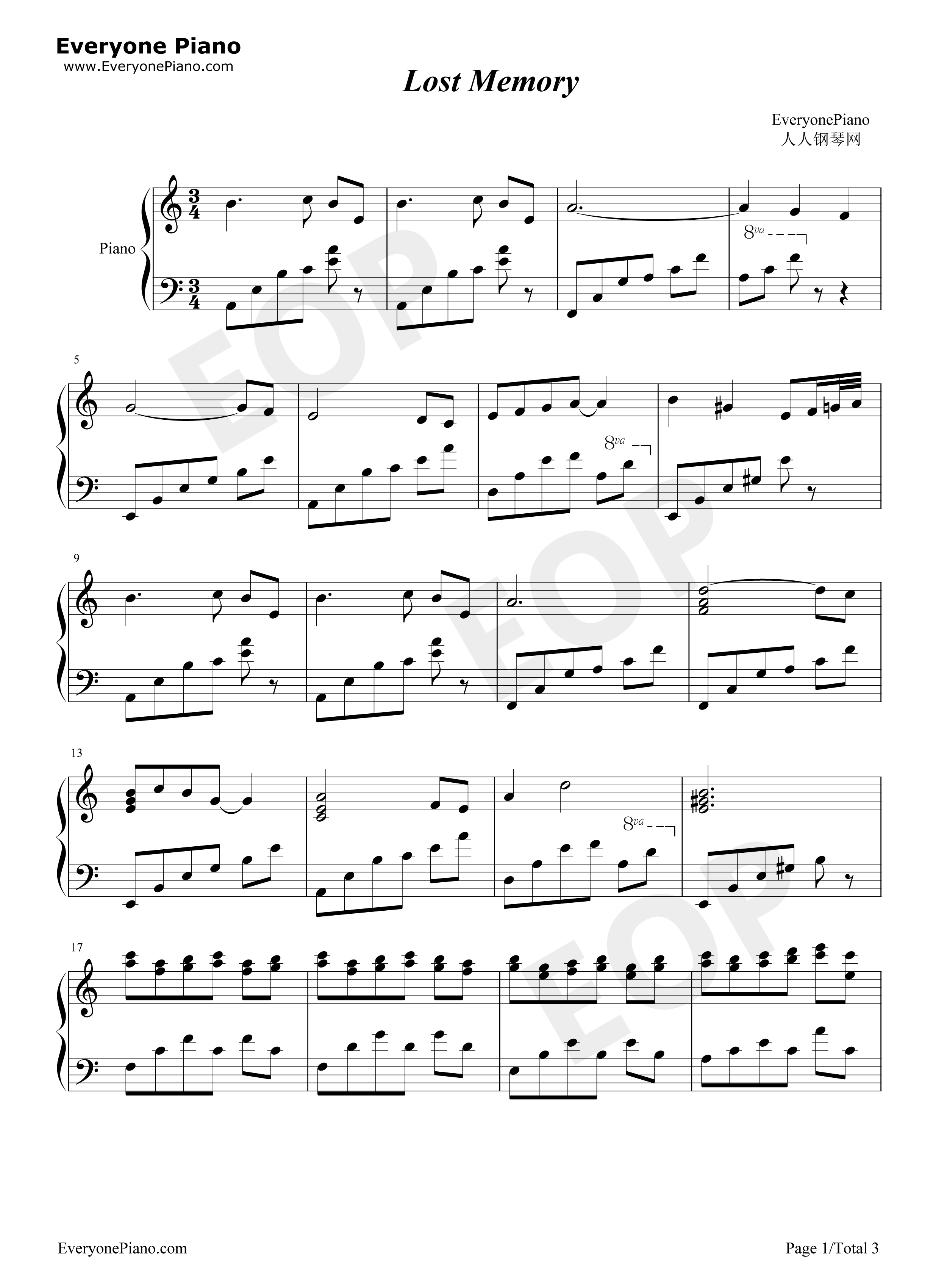 Lost_Memory钢琴谱_S.E.N.S.