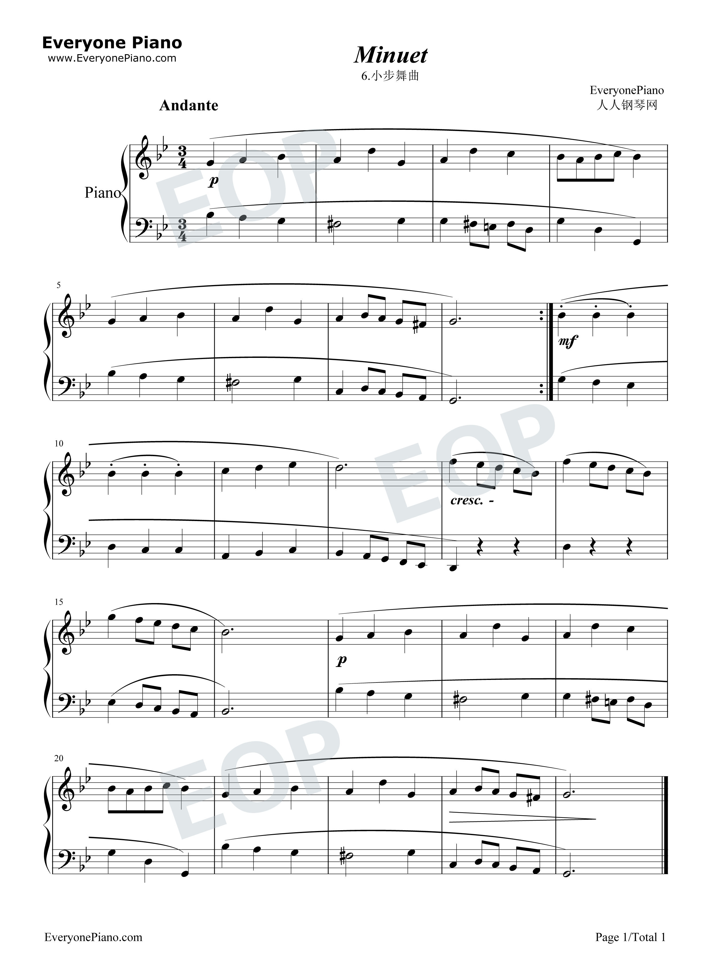 小步舞曲_6钢琴谱_巴赫