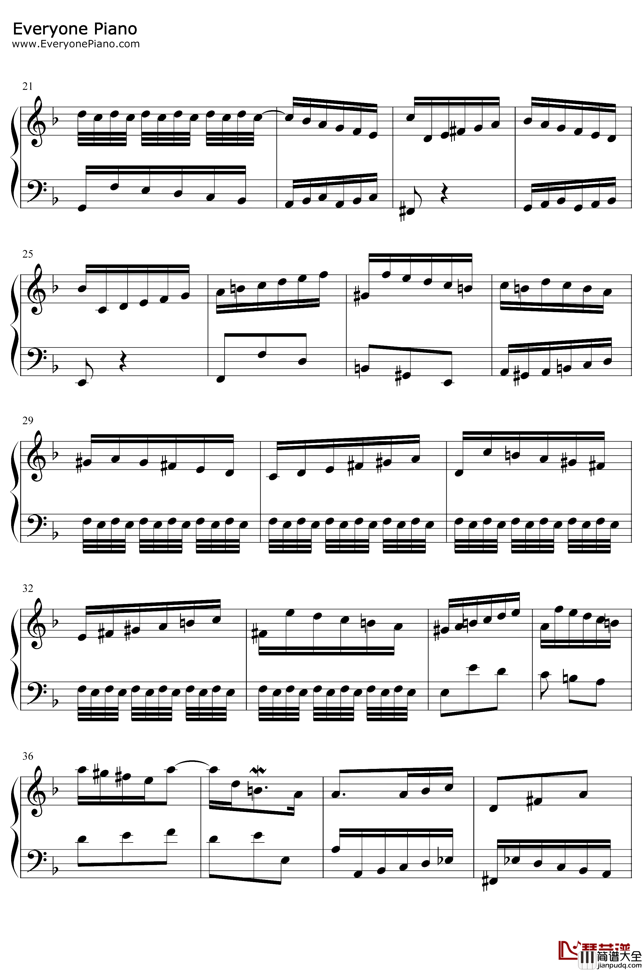 BWV775钢琴谱_巴赫_巴赫の二部创意曲第四章