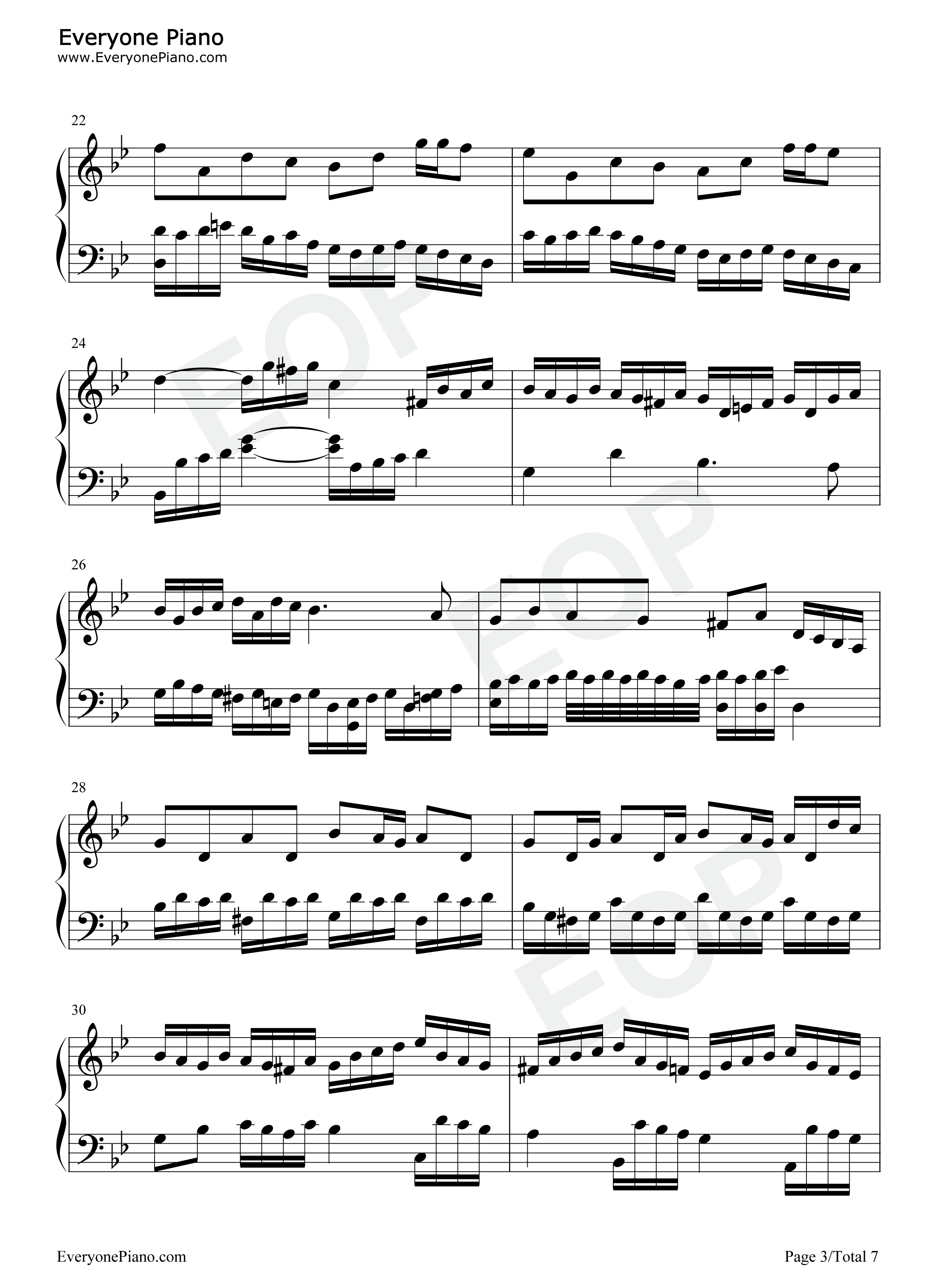 巴赫の赋格作品第578首钢琴谱_巴赫
