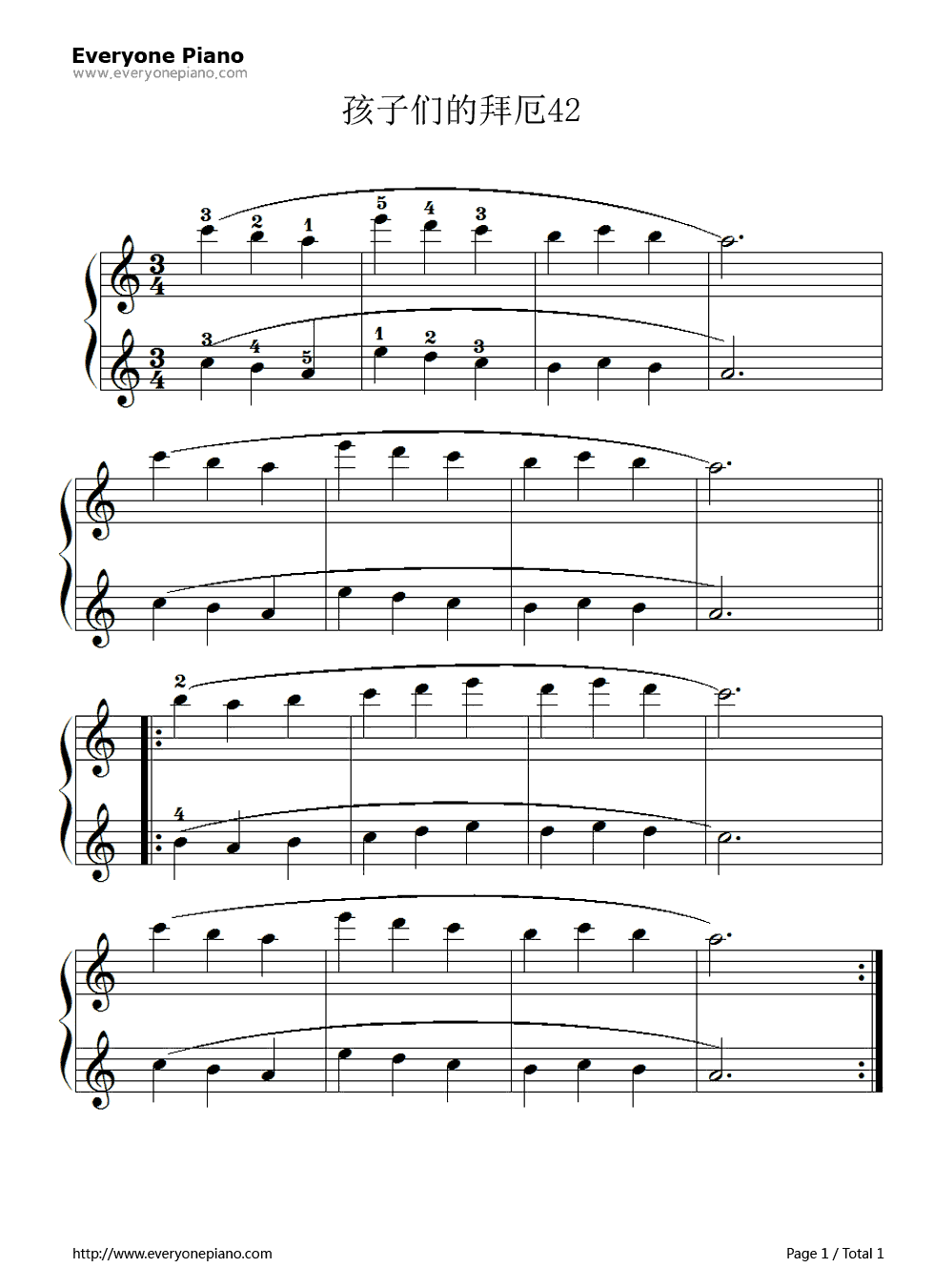孩子们的拜厄42钢琴谱_拜厄