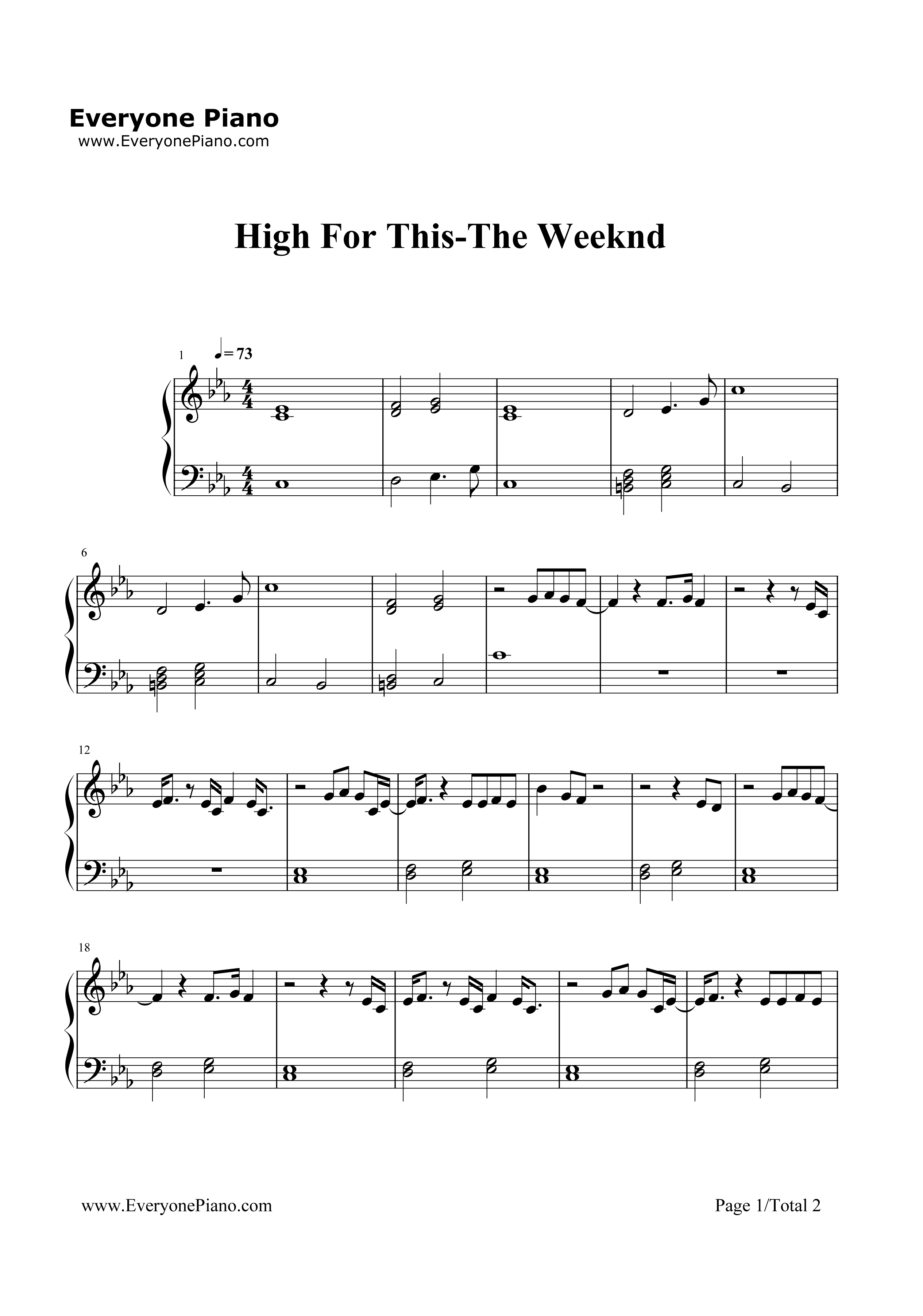 High_For_This钢琴谱_The_Weeknd