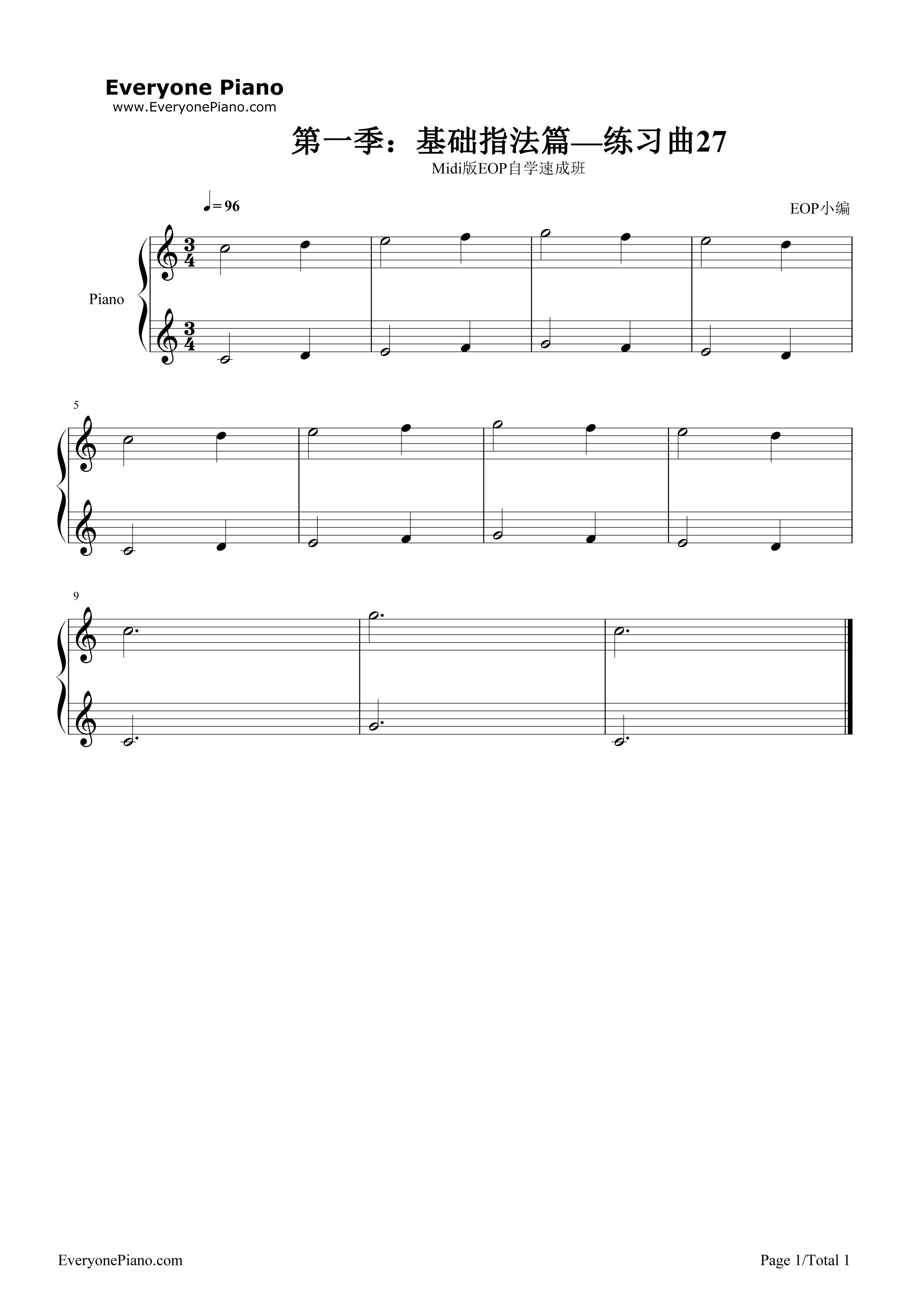 练习曲27钢琴谱_EOP团队