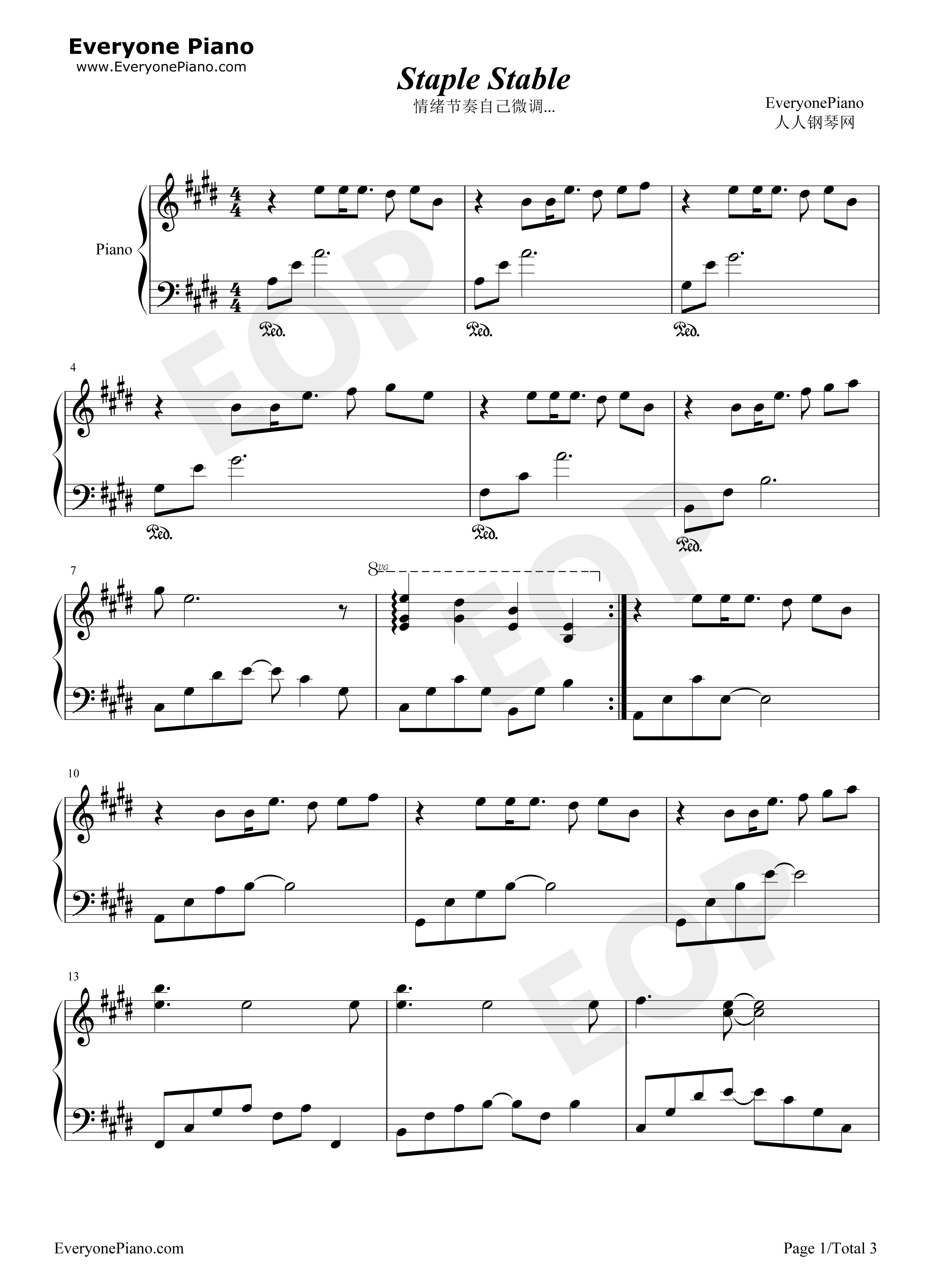 Staple_Stable钢琴谱_斋藤千和