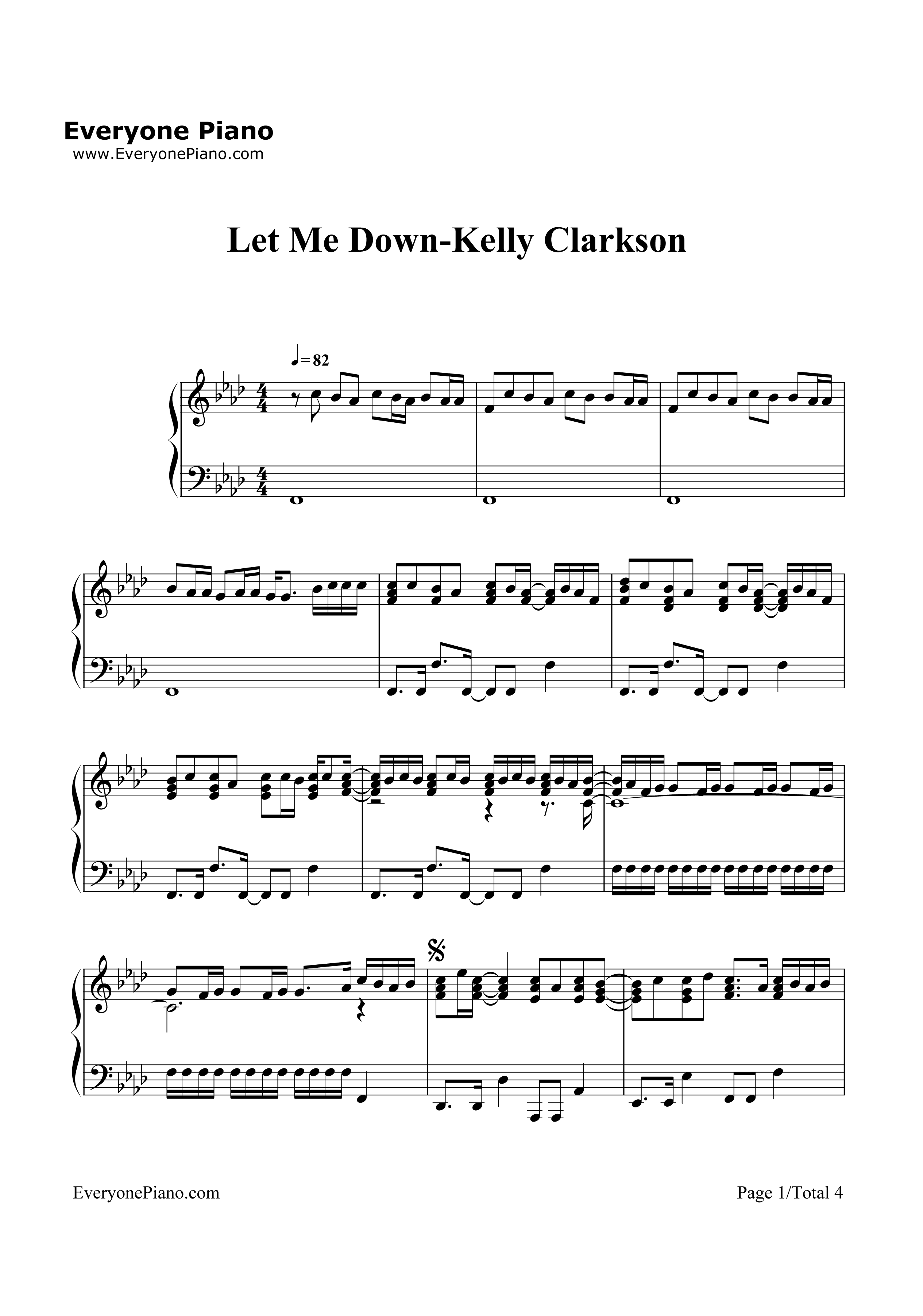 Let_Me_Down钢琴谱_Kelly_Clarkson