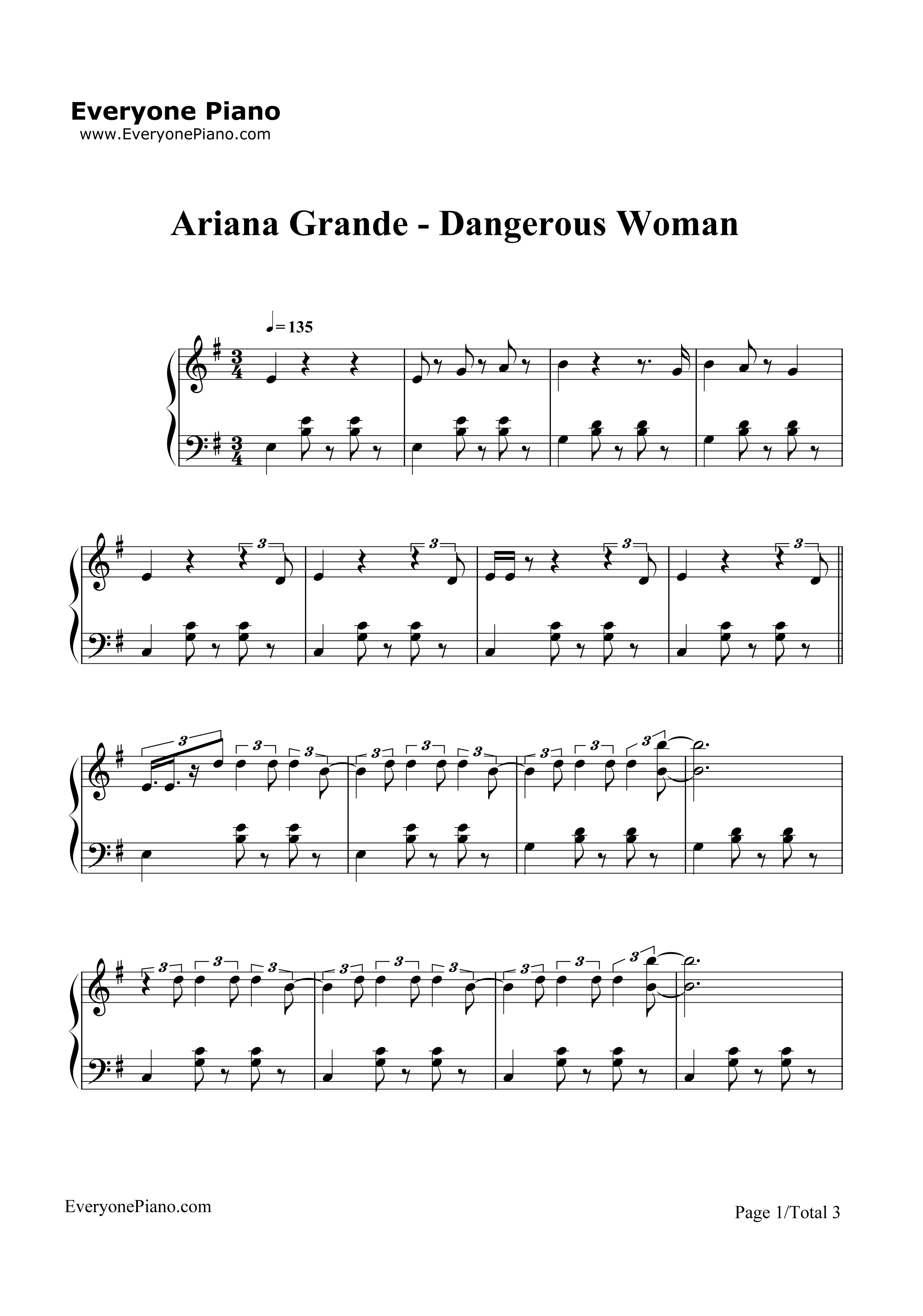 Dangerous_Woman钢琴谱_Ariana_Grande