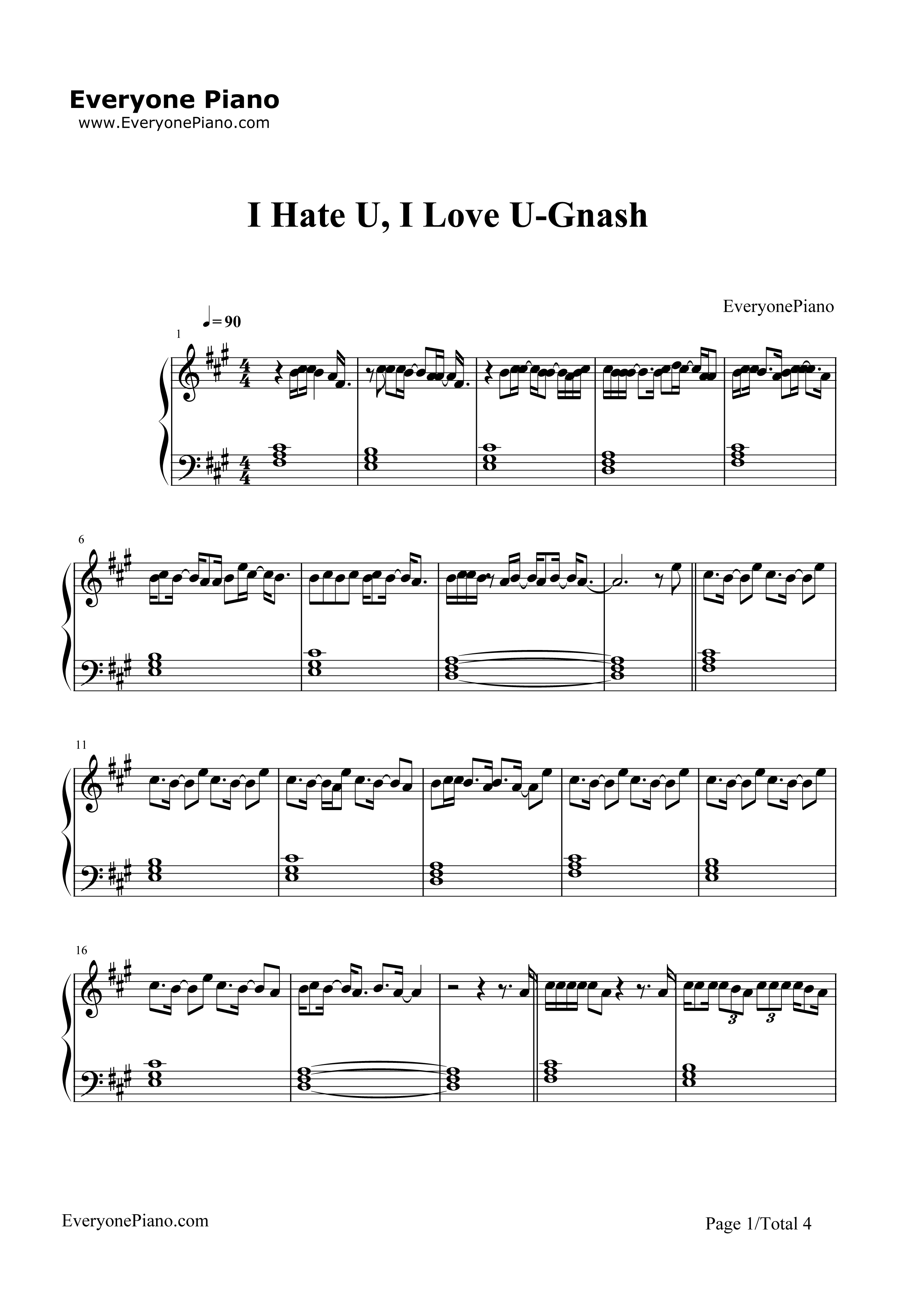 I_Hate_U,_I_Love_U钢琴谱_Gnash