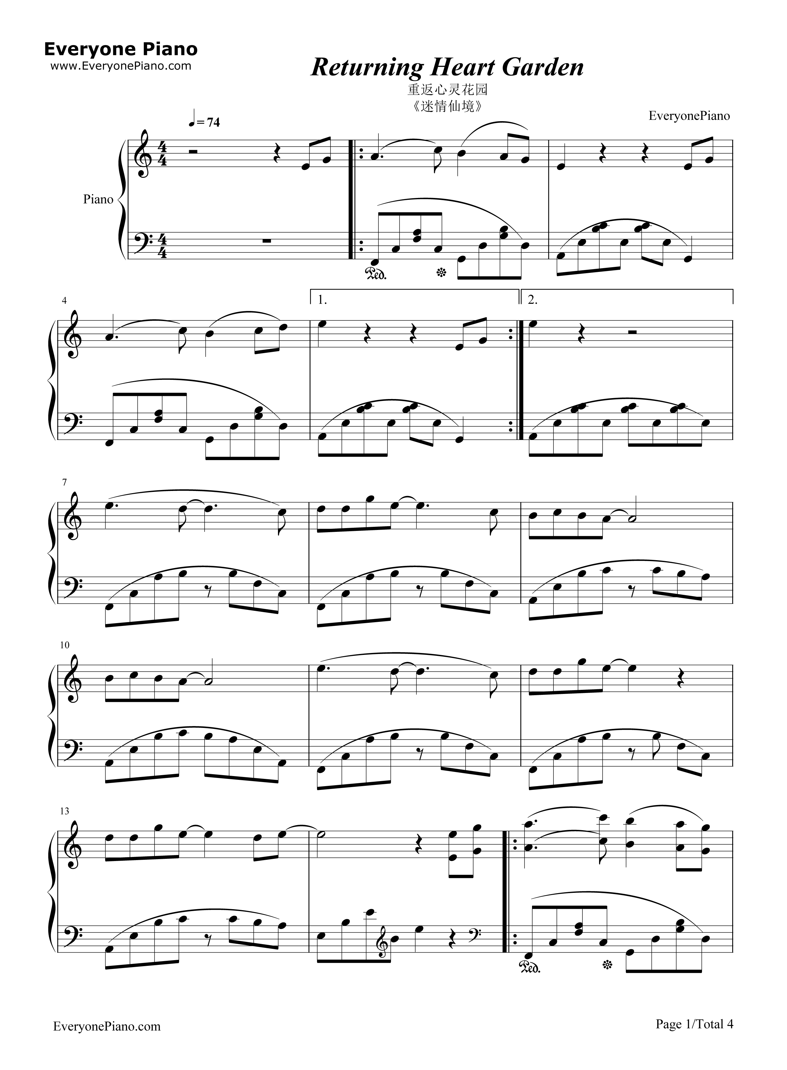 重回心灵花园钢琴谱_Andemund_Orchestra