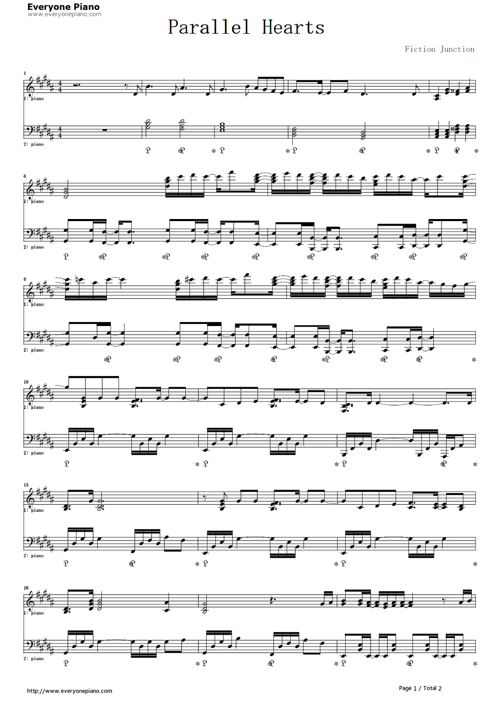 Parallel_Hearts钢琴谱_FictionJunction