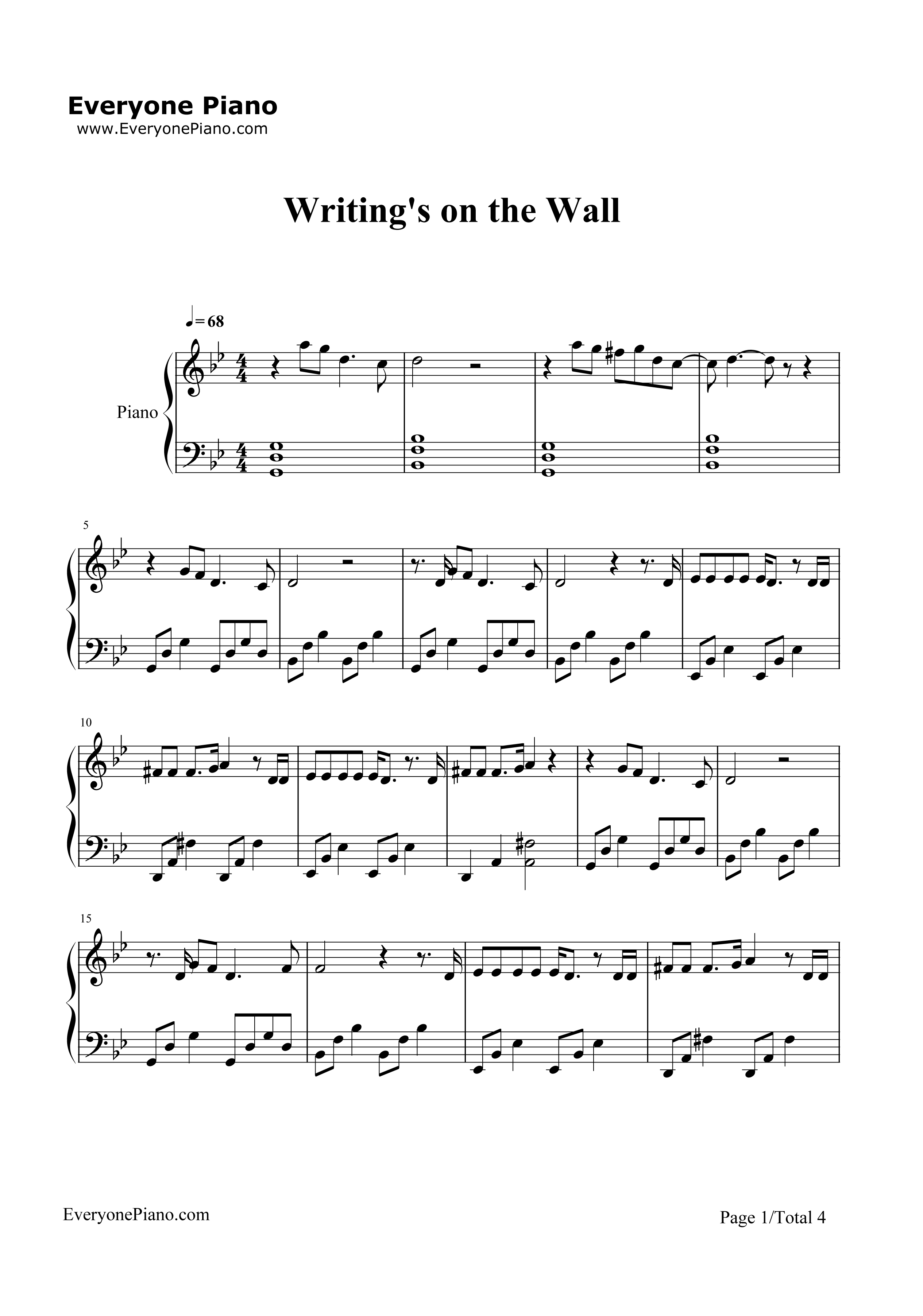 Writing's_on_the_Wall钢琴谱_Sam_Smith