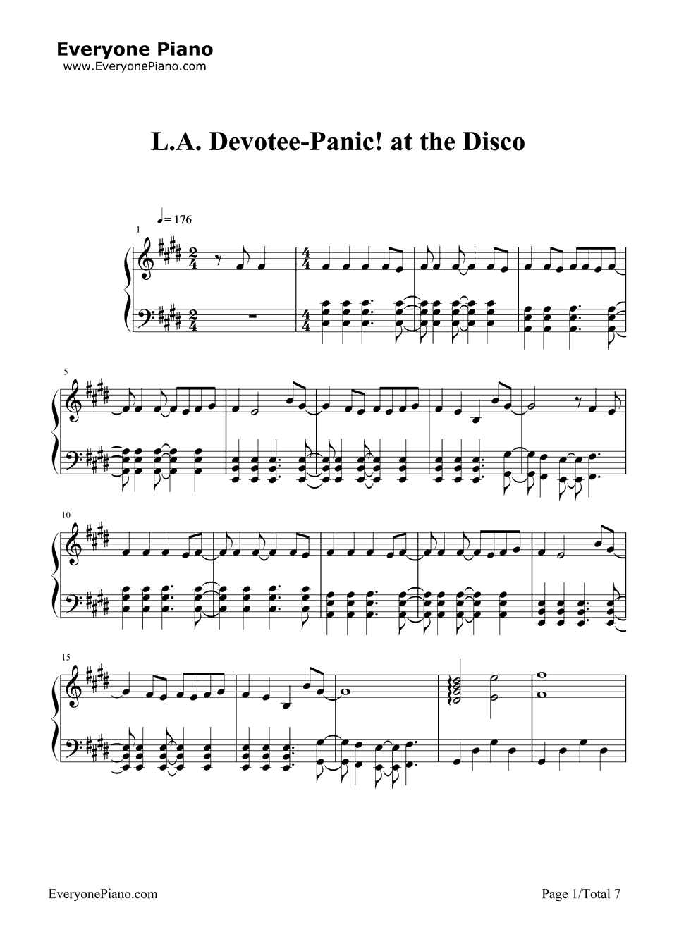 LA_Devotee钢琴谱_Panic_at_the_Disco