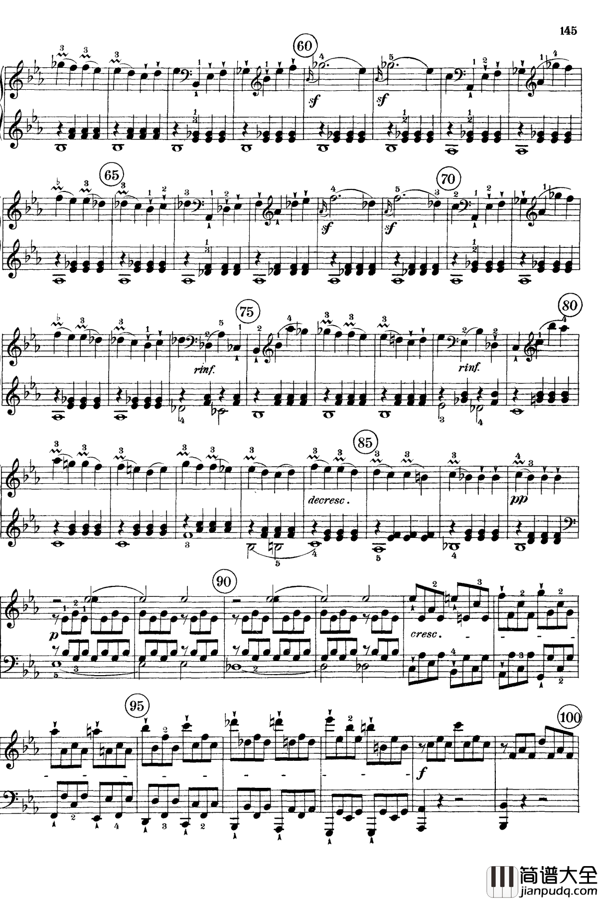 悲怆钢琴谱_c小调第八号钢琴奏鸣曲_全乐章_带指法版_贝多芬_beethoven