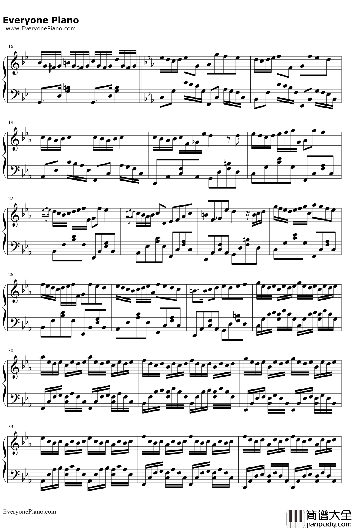 g小调的巴赫钢琴谱_巴赫_平均律变奏曲