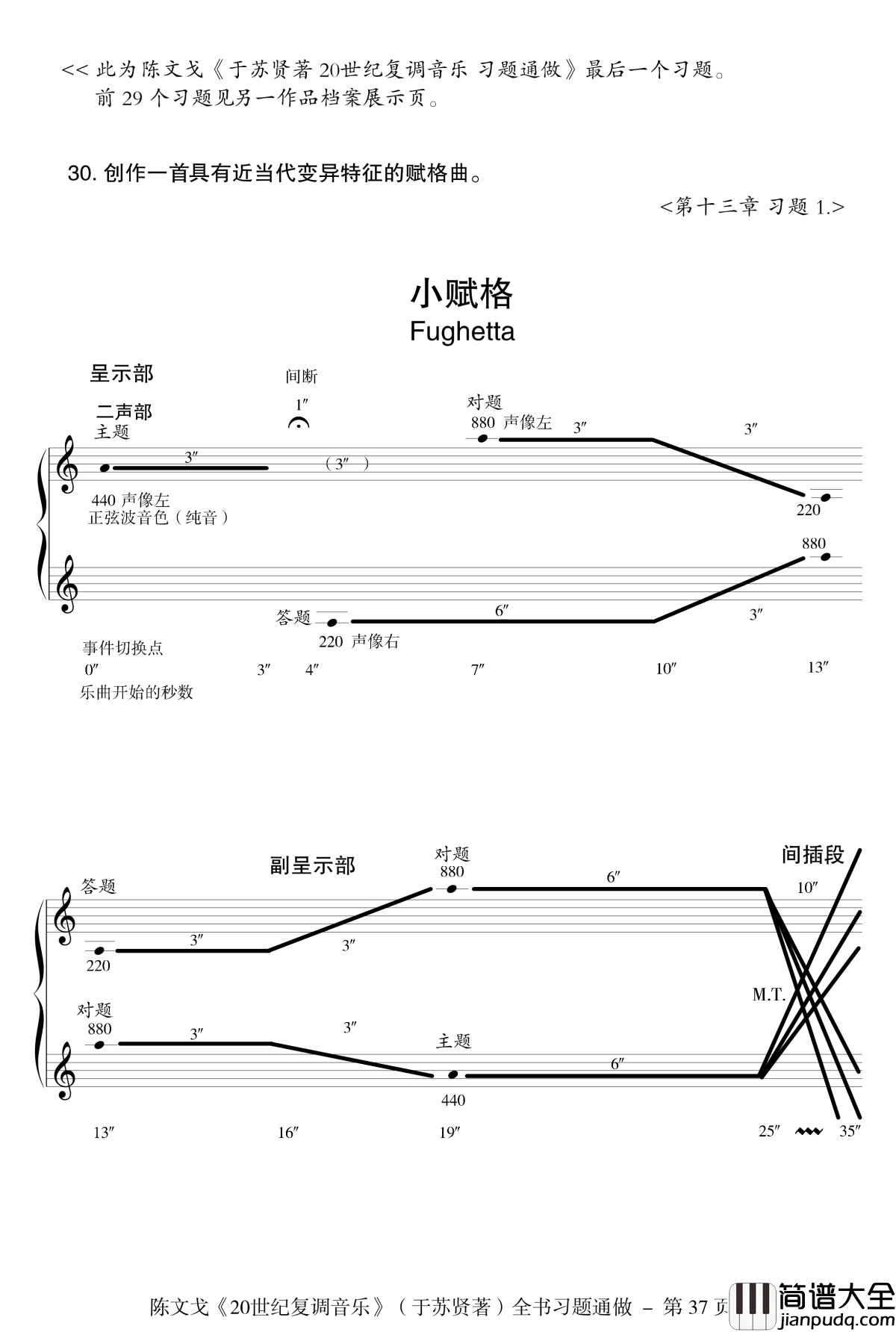 小赋格钢琴谱_陈文戈