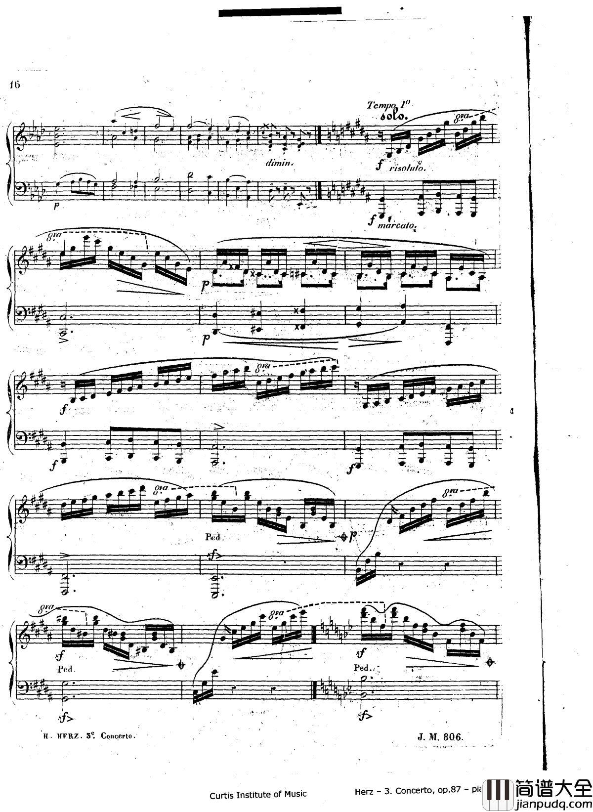 d小调第三钢琴协奏曲Op.87钢琴谱_赫尔兹