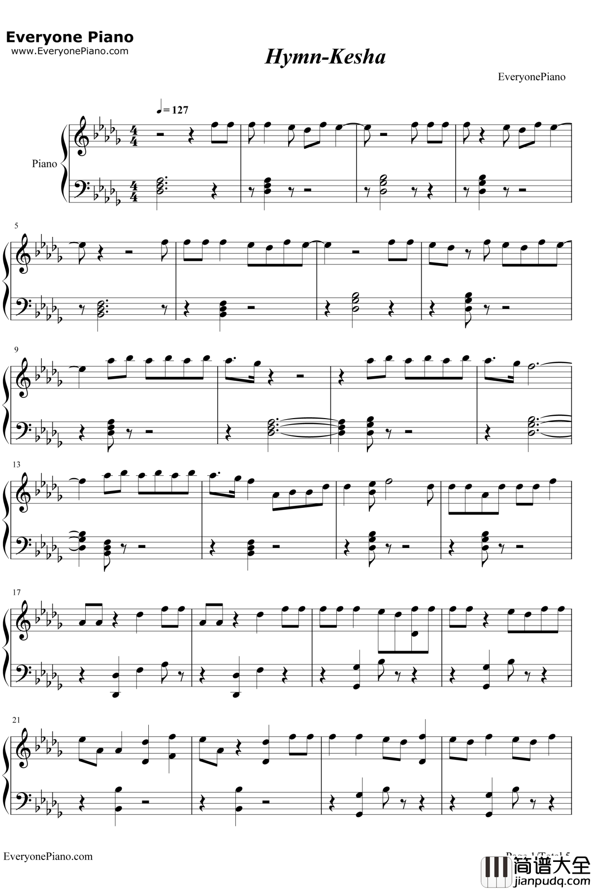 Hymn钢琴谱__Kesha