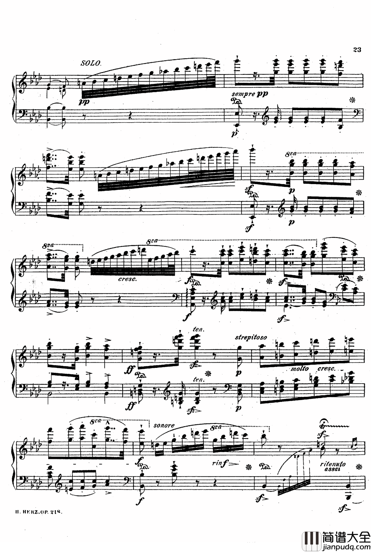 降A大调第八钢琴协奏曲Op.218钢琴谱_赫尔兹
