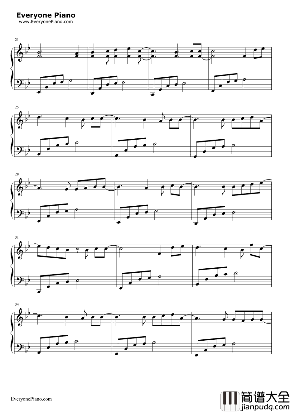 简单就好简单版钢琴谱_未知_EOP教学曲