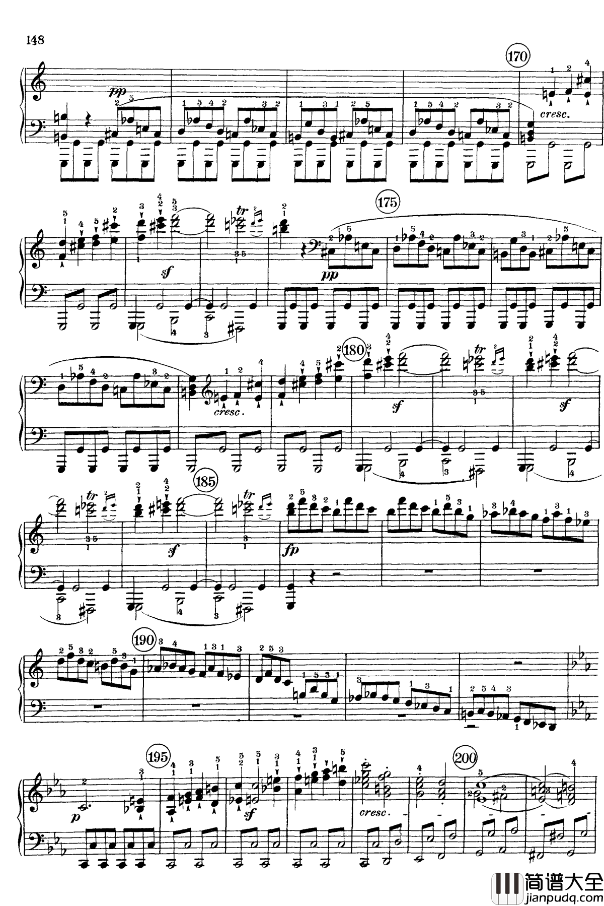 悲怆钢琴谱_c小调第八号钢琴奏鸣曲_全乐章_带指法版_贝多芬_beethoven