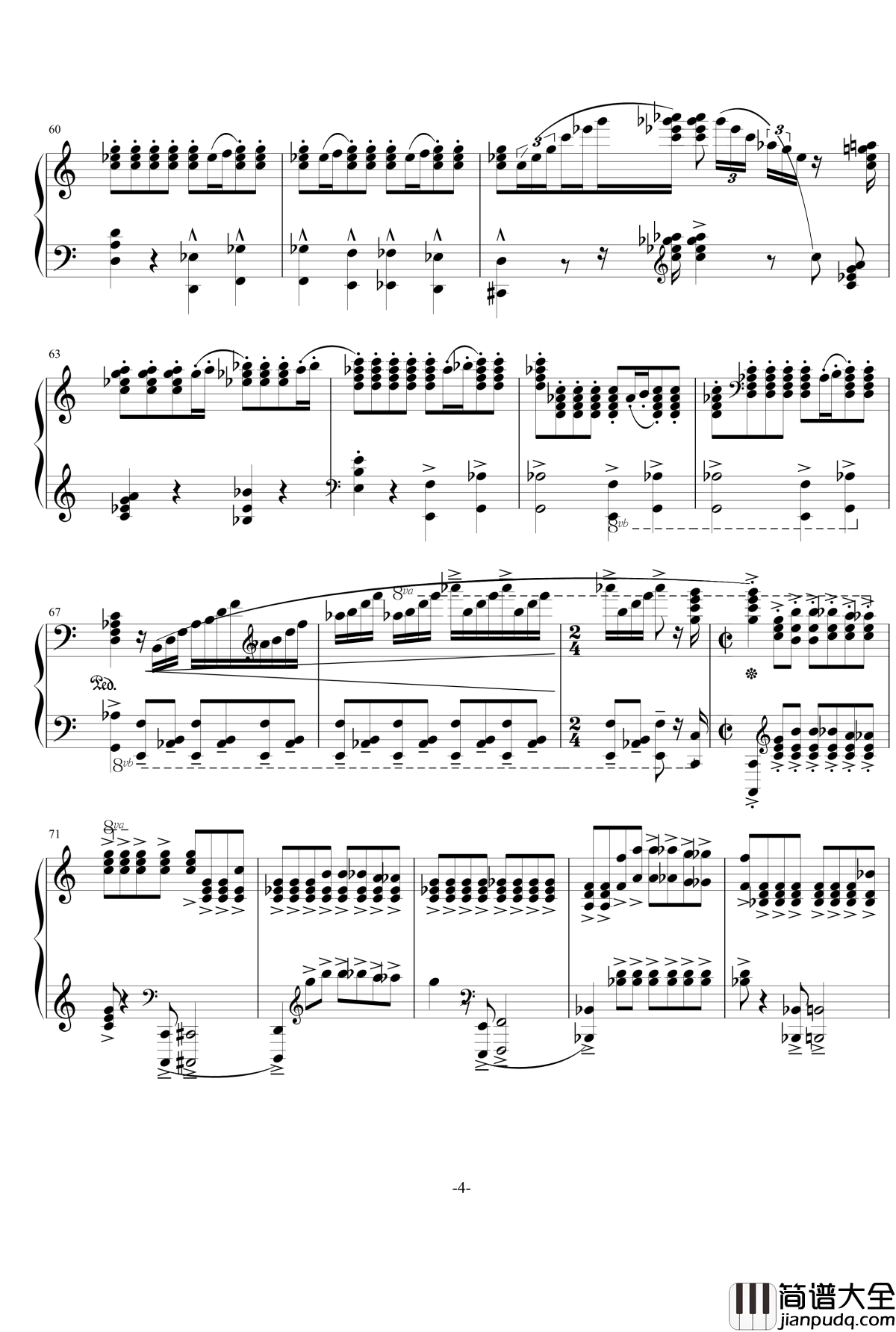 普罗科菲耶夫四首小品之四：魔鬼的诱惑钢琴谱_普罗科非耶夫
