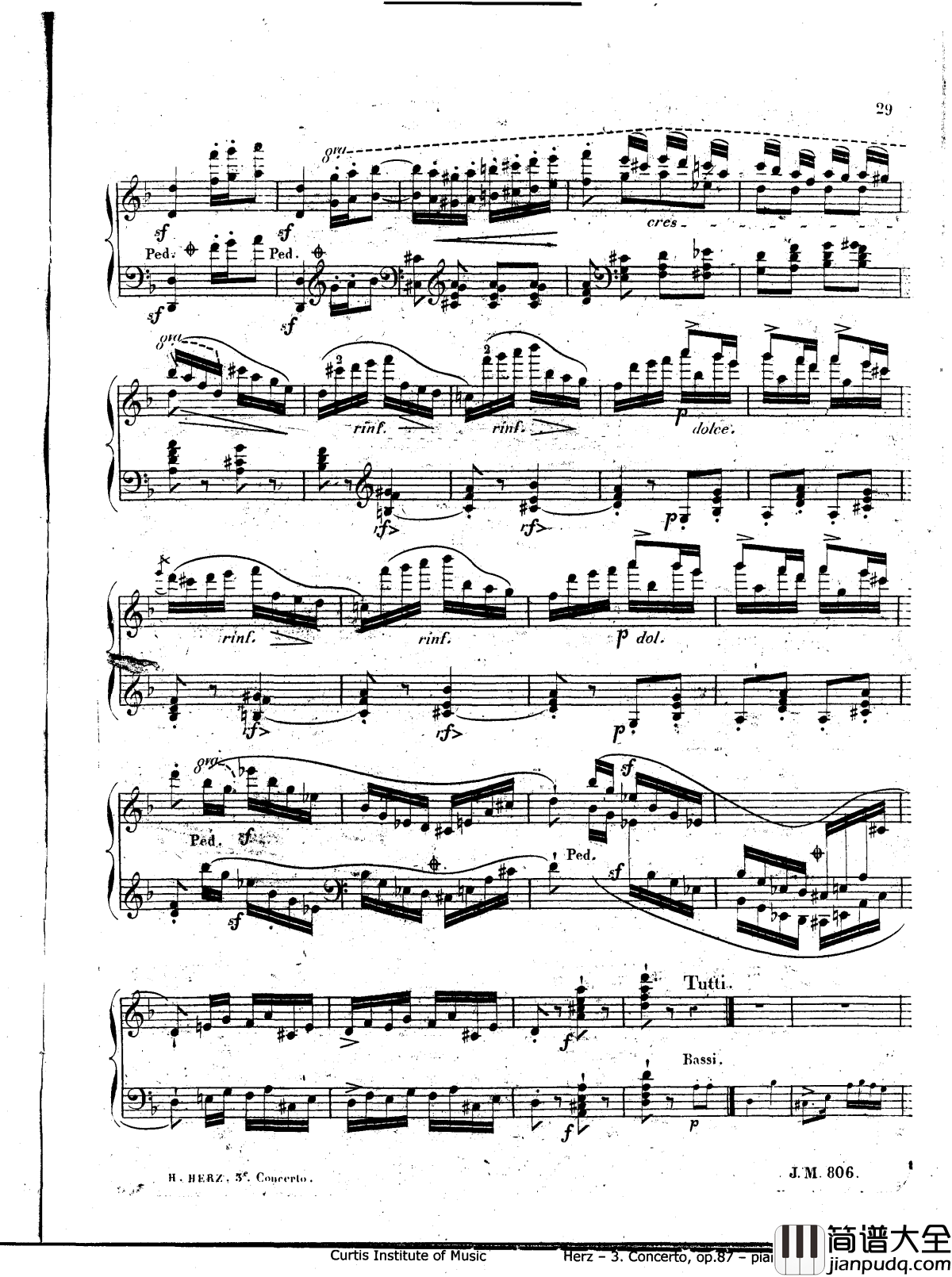 d小调第三钢琴协奏曲Op.87钢琴谱_赫尔兹