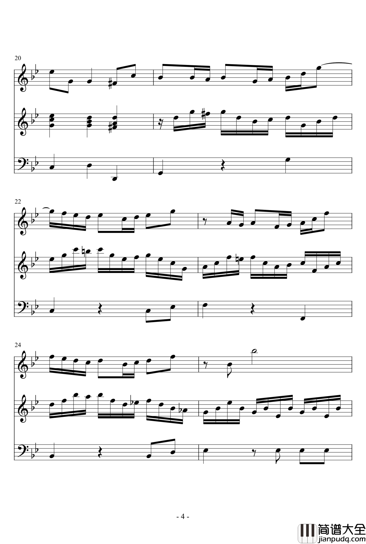长笛与羽管键琴奏鸣曲第一乐章钢琴谱_巴赫_P.E.Bach