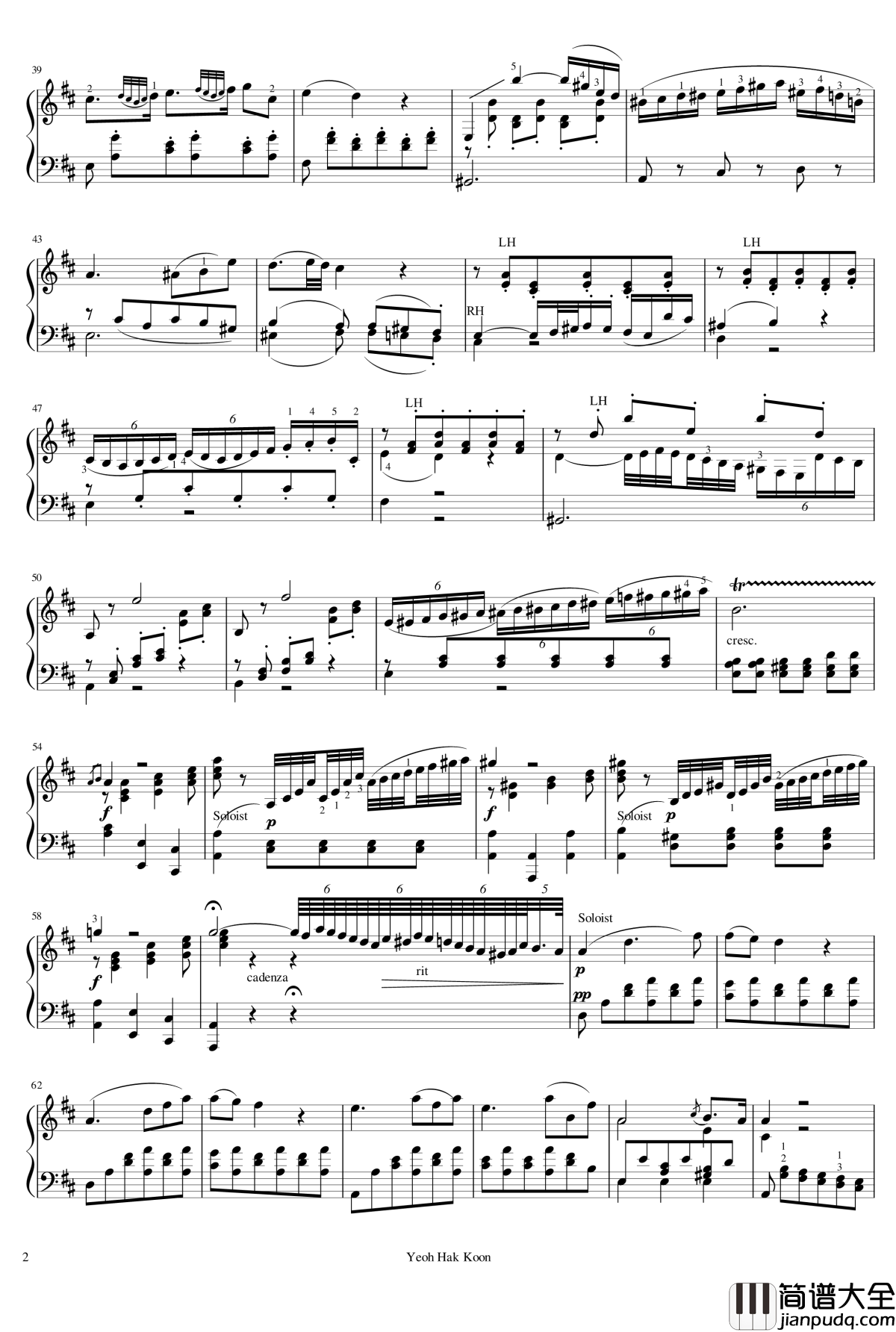A大调单簧管协奏曲K.622钢琴谱_第二乐章_莫扎特