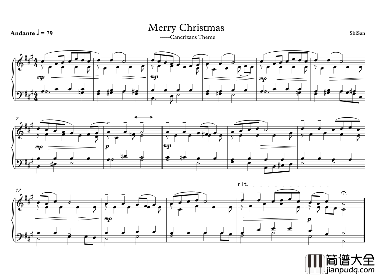 你的圣诞快乐钢琴谱_shisan9632