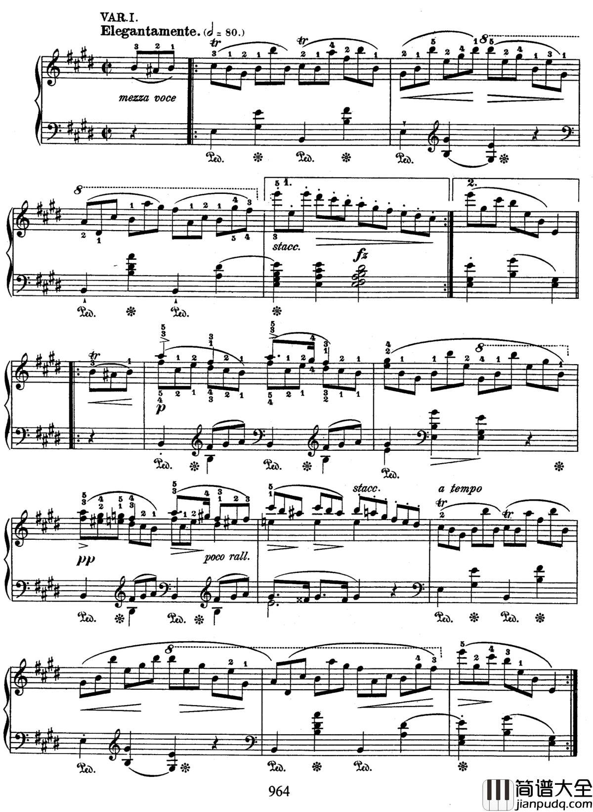 E大调德国歌调变奏曲钢琴谱_肖邦_chopin