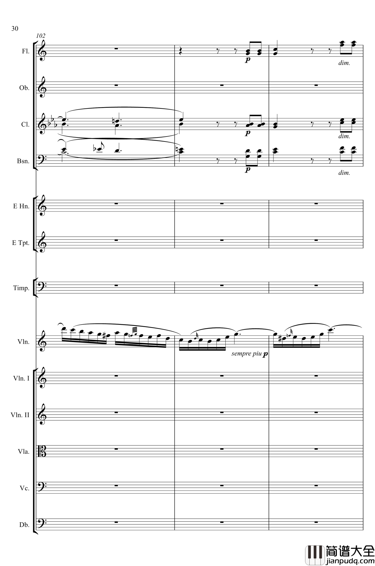 e小调小提琴协奏曲Op.64钢琴谱_第二乐章_Felix_Mendelssohn