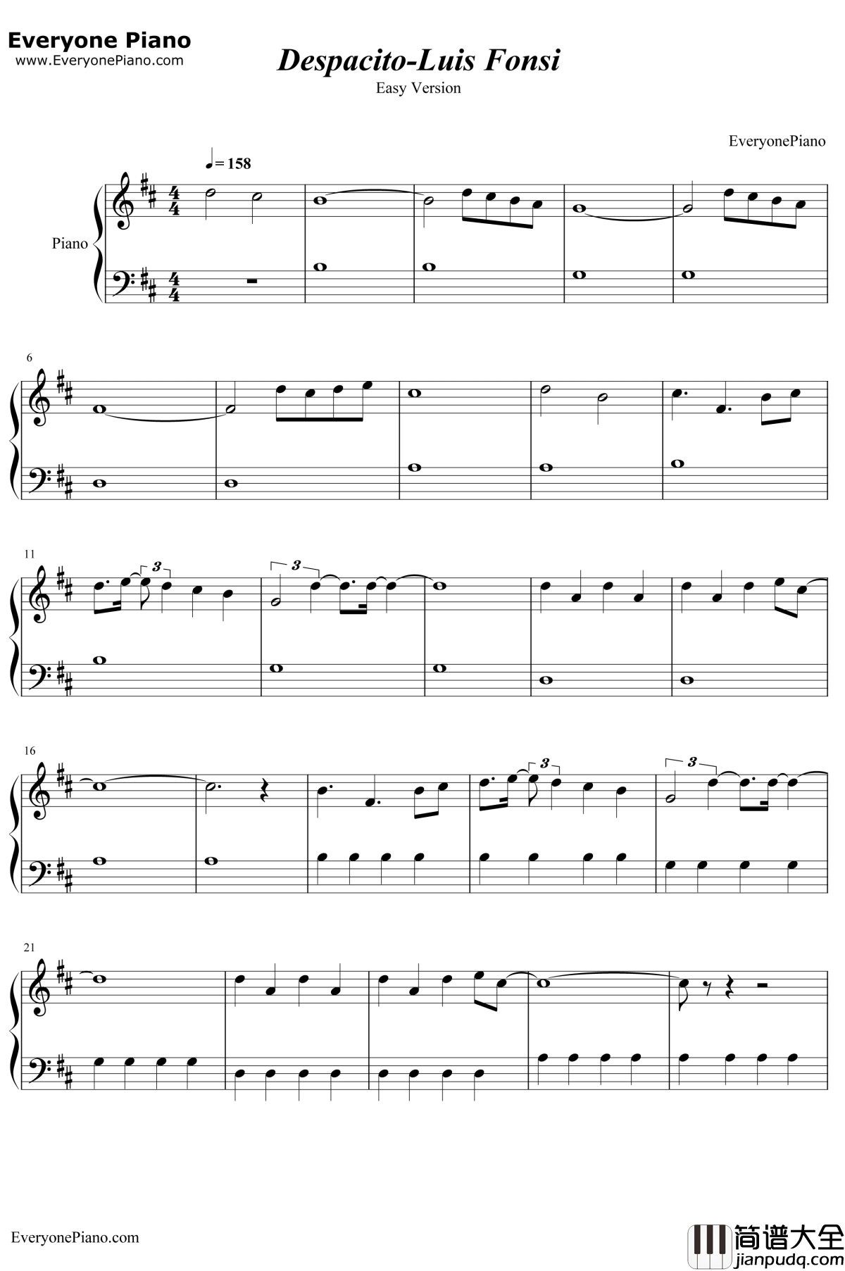Despacito简单版钢琴谱__LuisFonsi