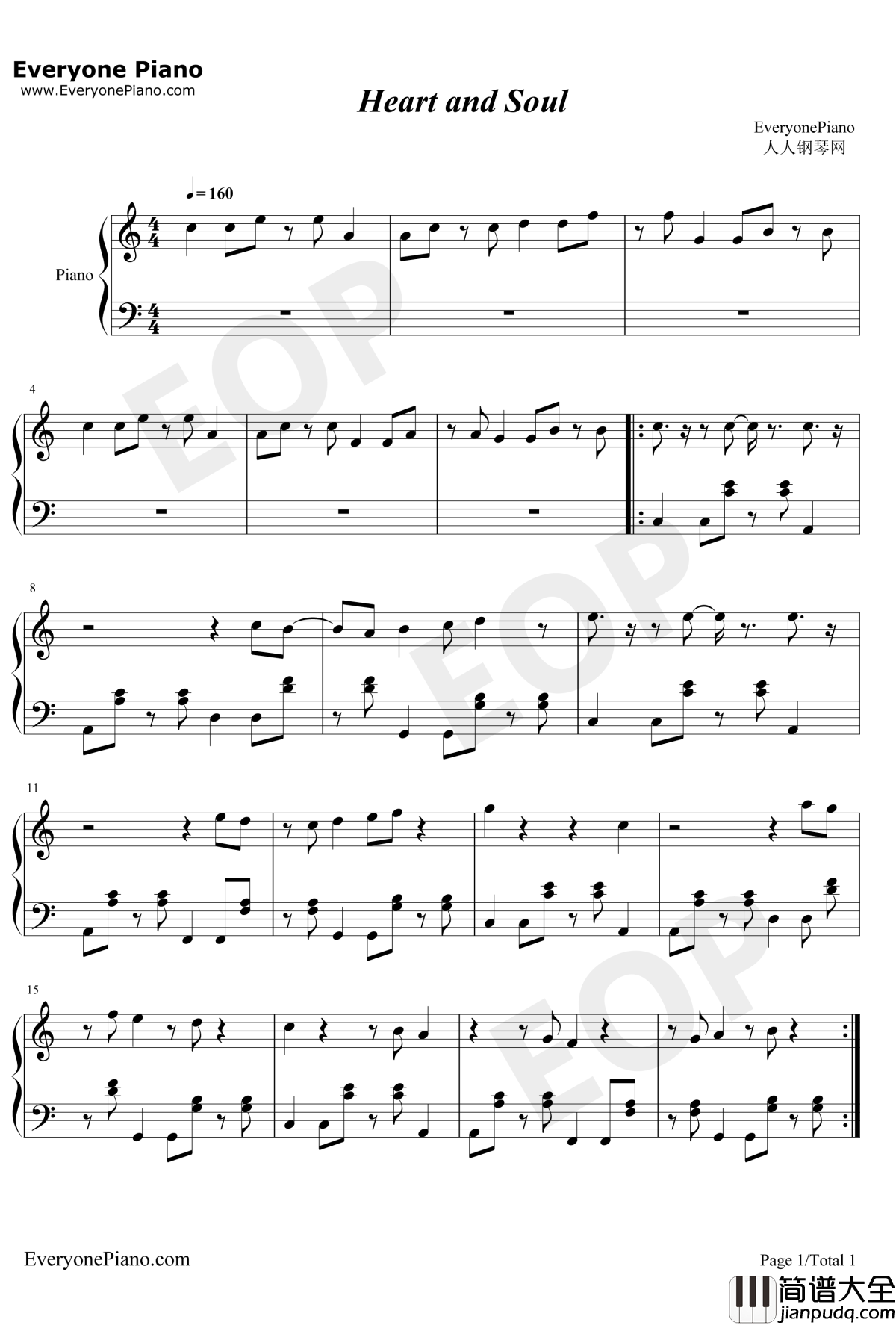 Heart_and_Soul钢琴曲（iPad_mini广告插曲）钢琴谱_霍奇·卡迈克尔HoagyCarmichael