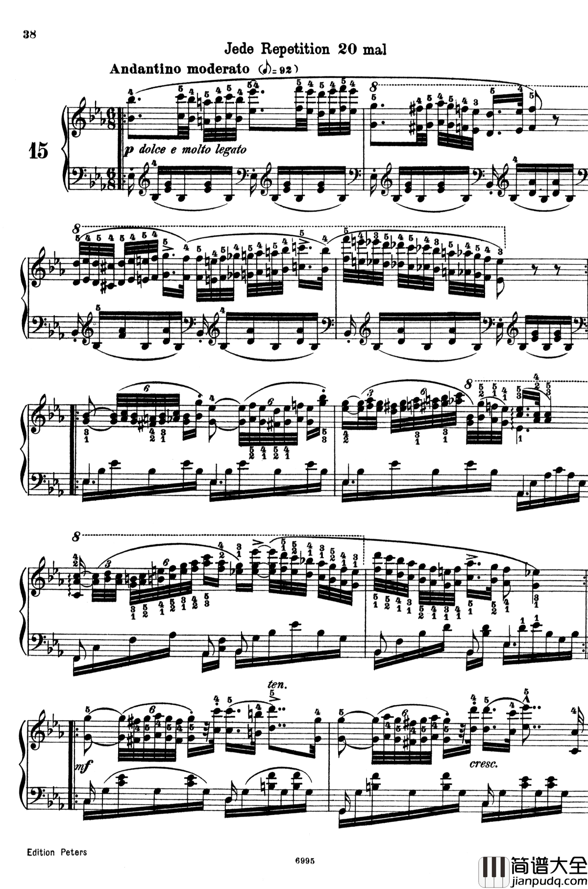 车尔尼练习曲钢琴谱_Op.365_No.15_车尔尼_Czerny