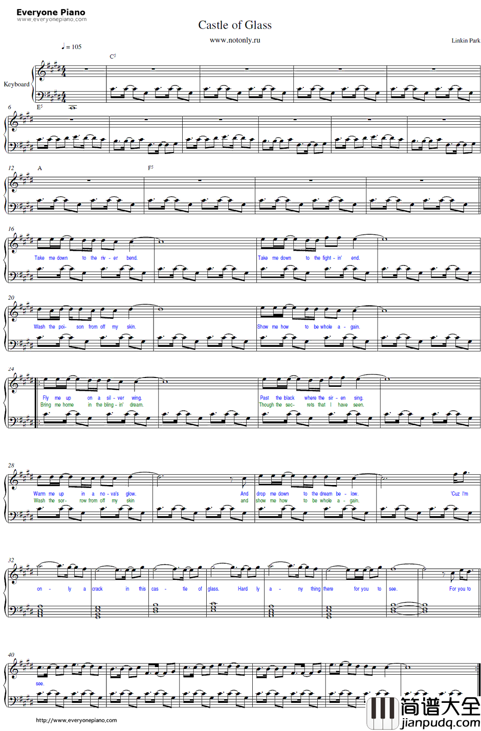 Castle_Of_Glass钢琴谱_LinkinPark　林肯公园